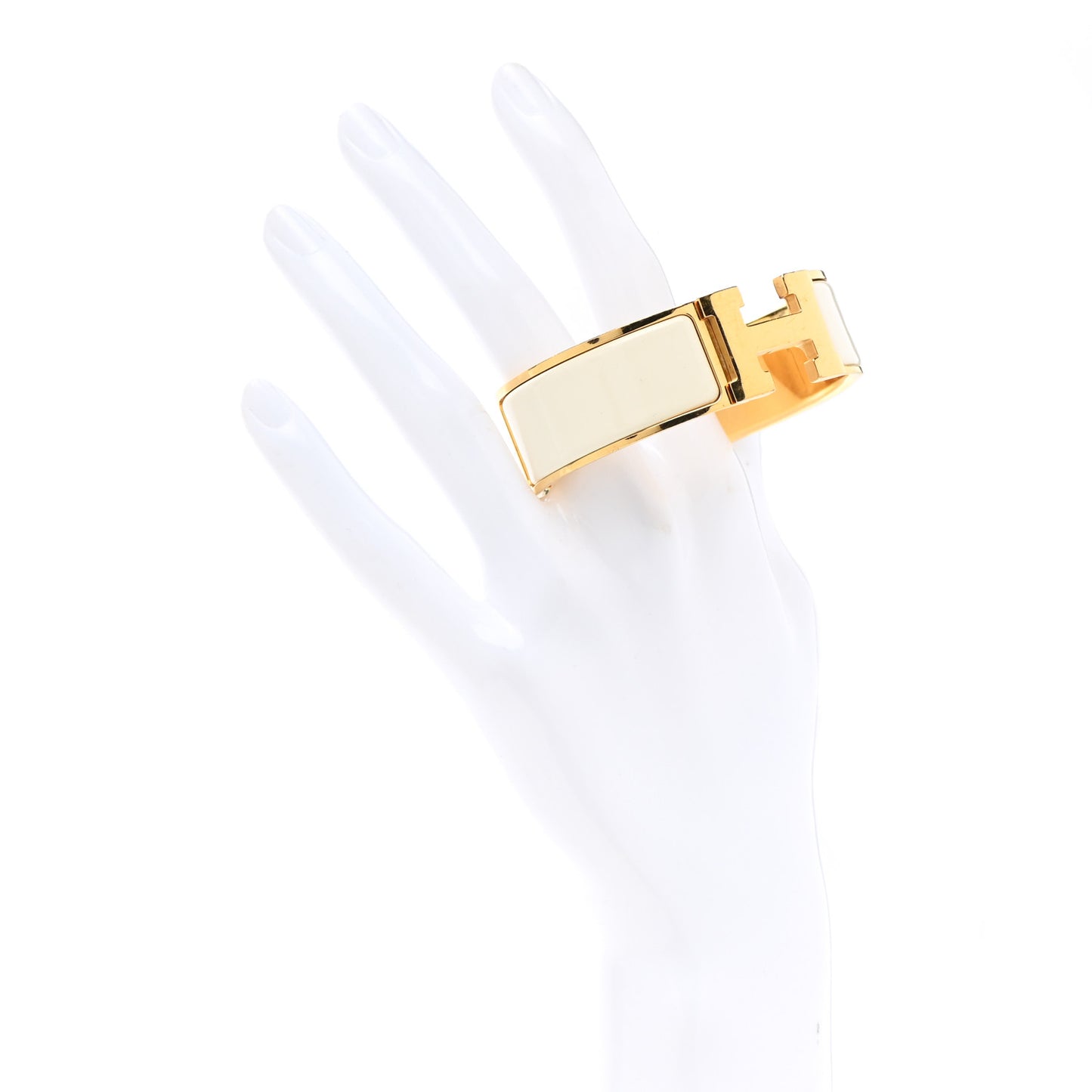 Enamel Wide Clic Clac H Bracelet GM White