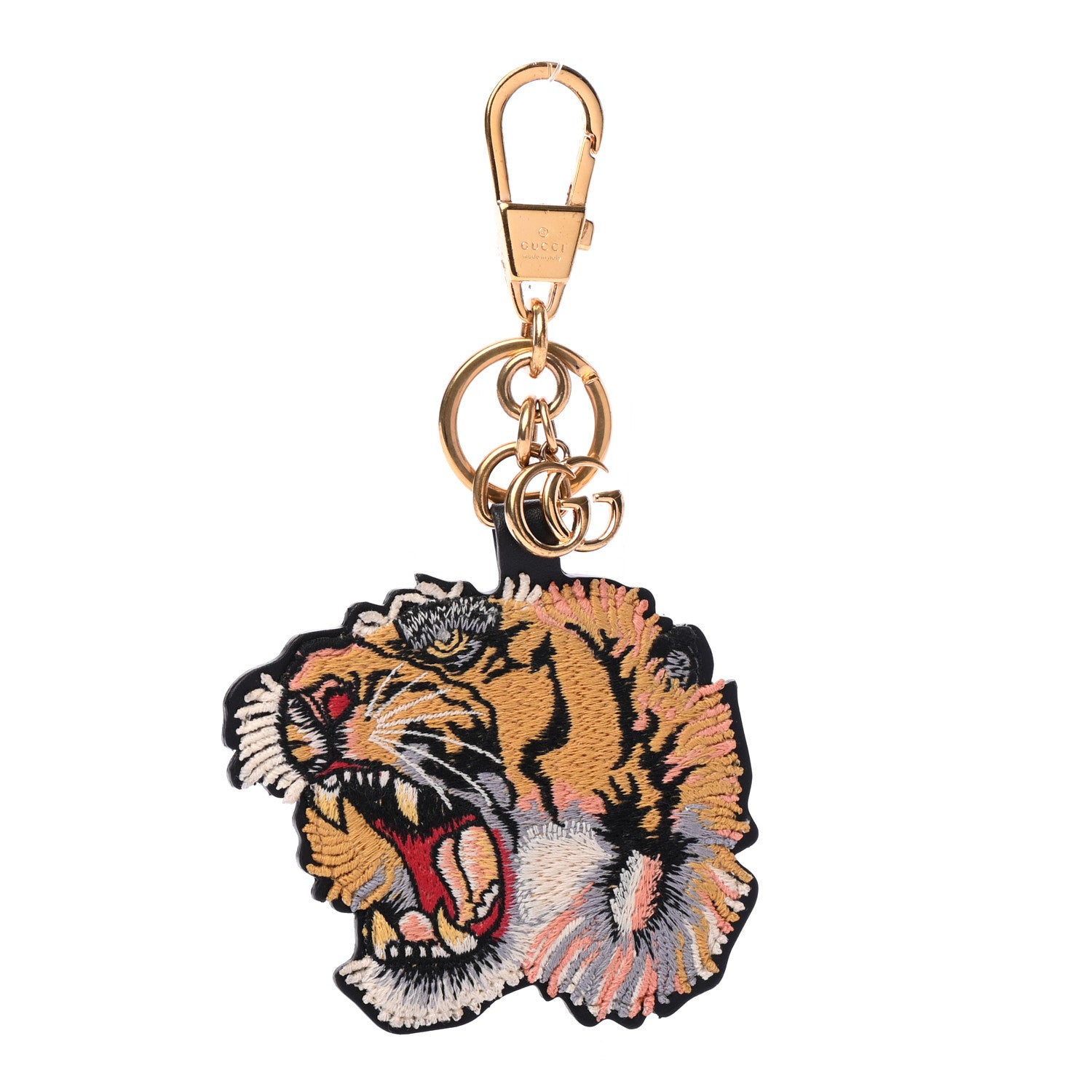 GUCCIタイガーチャーム Gucci GG Supreme Monogram Embroidered Tiger Bag Charm Key Holder
