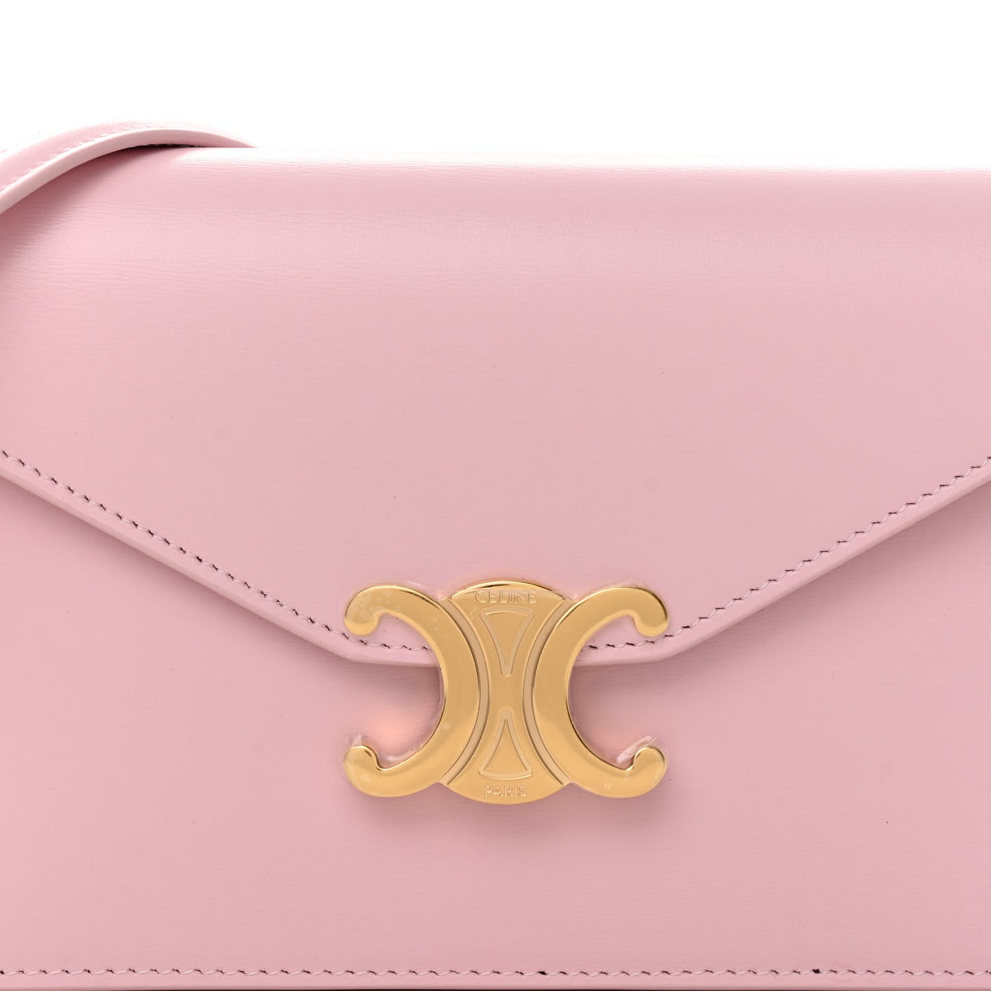 Shiny Calfskin Triomphe Margo Wallet on Chain Pastel Pink
