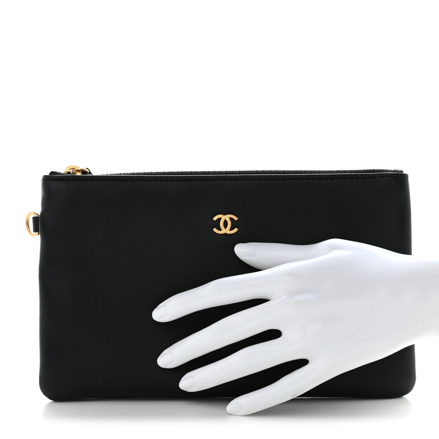 Shiny Calfskin Chanel 22 Removable Pouch Black