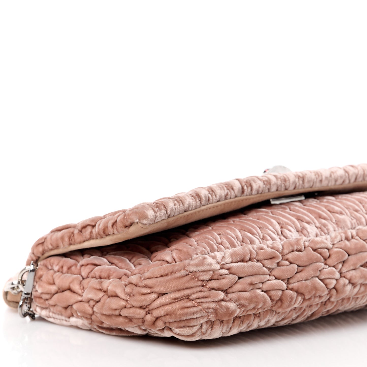 Velvet Matelasse Crystal Chain Shoulder Bag Cammeo