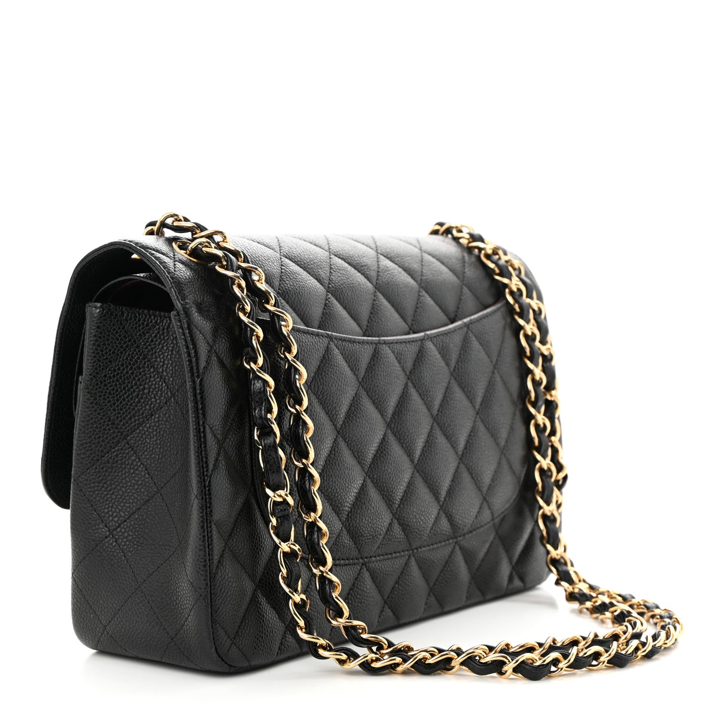 Caviar Quilted Jumbo Double Flap Black