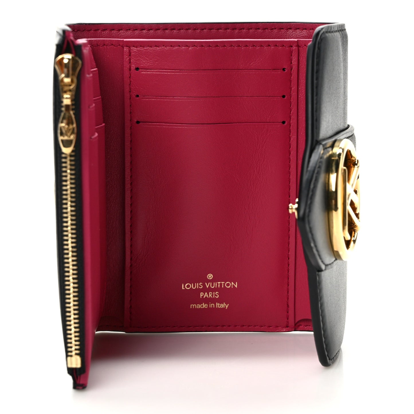 Smooth Calfskin LV Pont 9 Compact Wallet Black