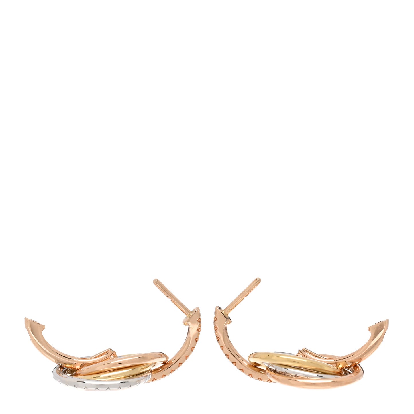 18K Yellow Pink White Gold Diamond Trinity Half Pave Drop Earrings