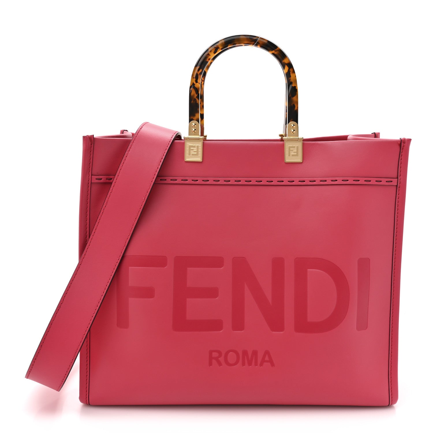 Fendi Vitello King Plexiglass Logo Embossed Medium Fendi Sunshine