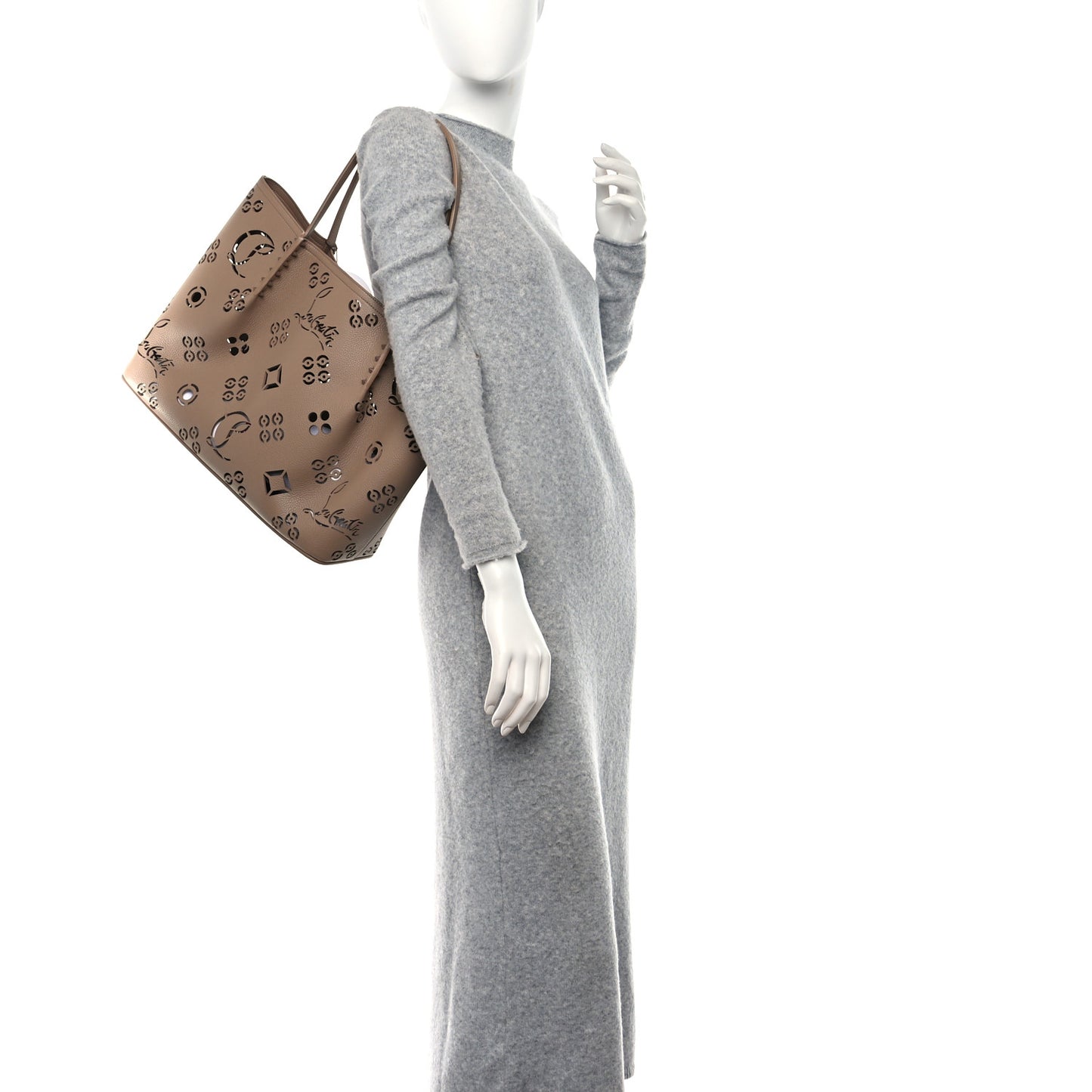 Calfskin Perforated Loubinthesky Large Cabarock Spikes Tote Roca