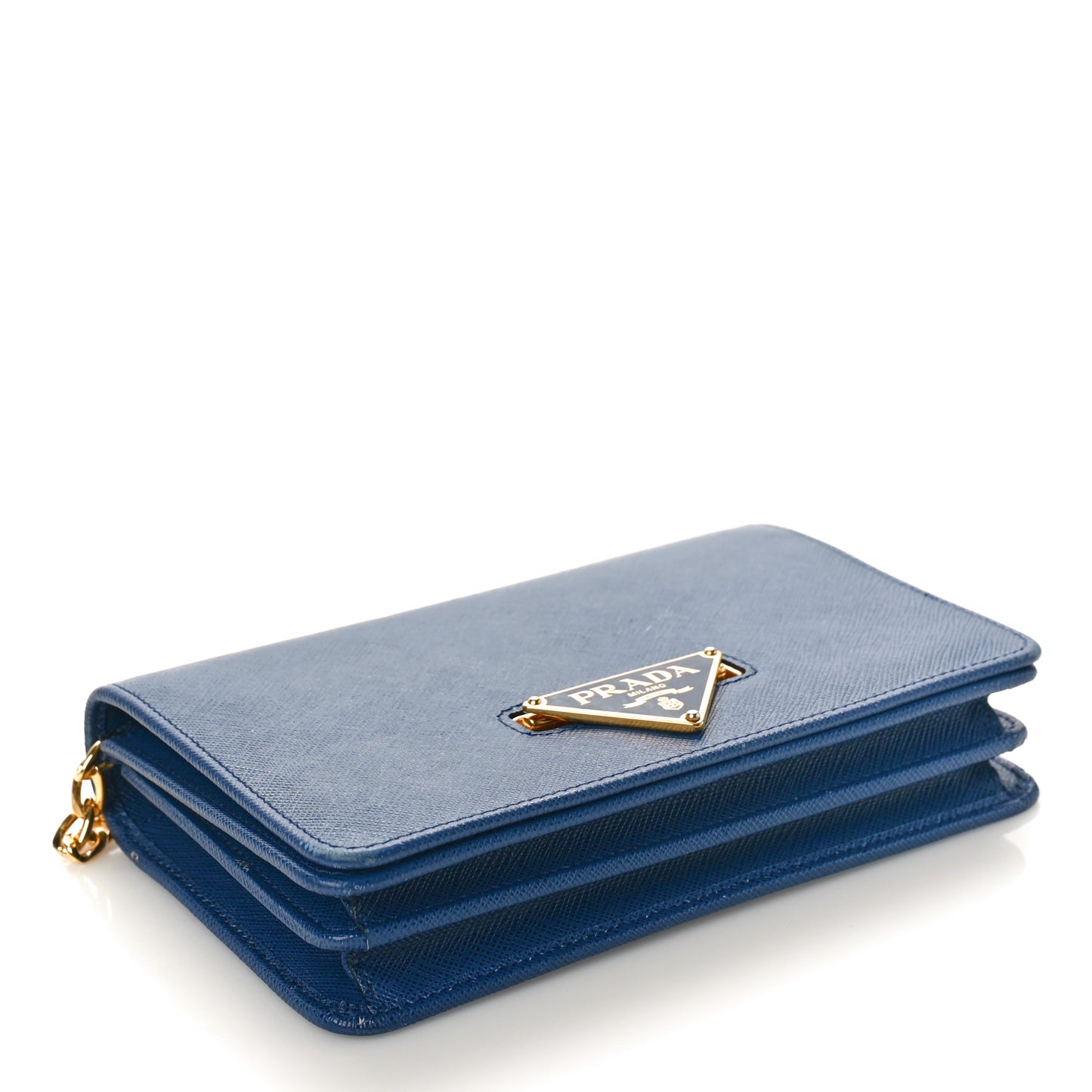 Saffiano Lux Chain Wallet Bluette