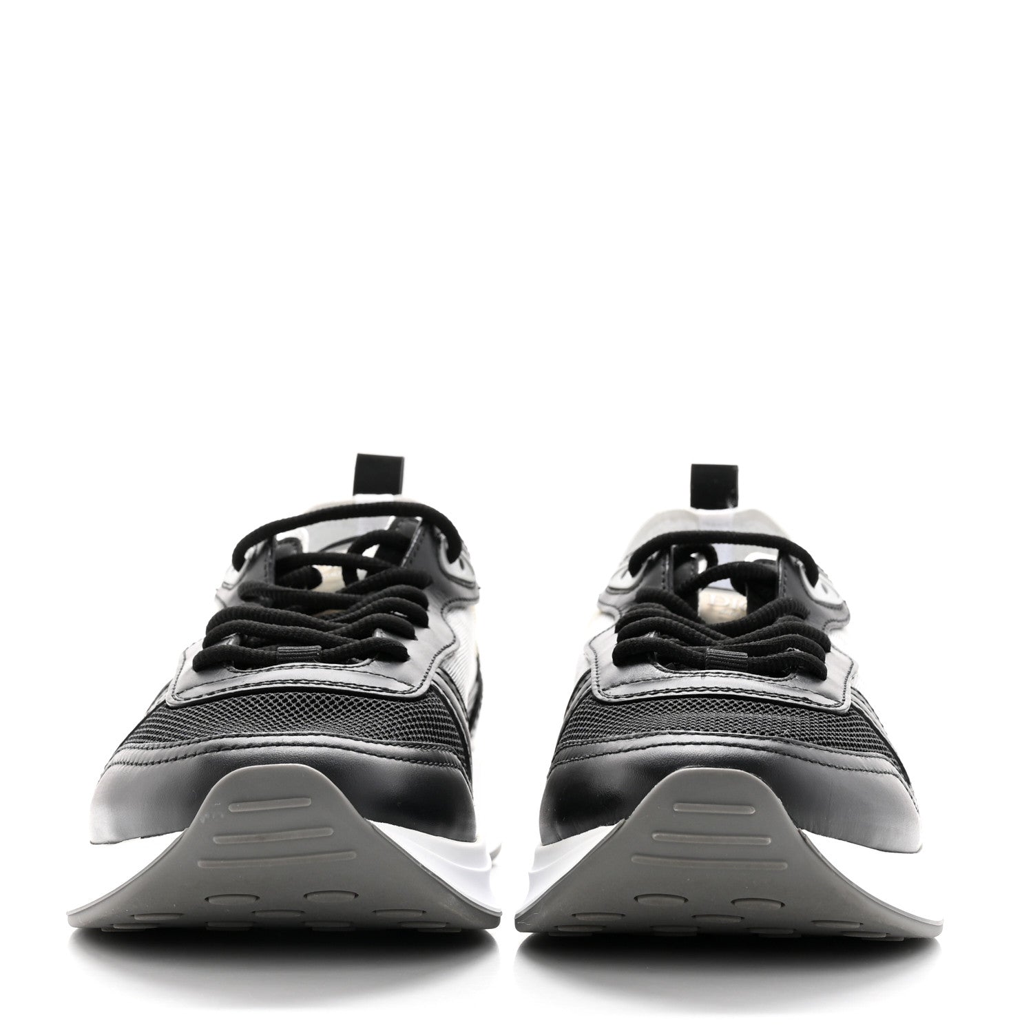 Christian Dior Smooth Calfskin Technical Mesh Oblique Womens B25 Runner Sneakers 39 Black Grey 2 of 17