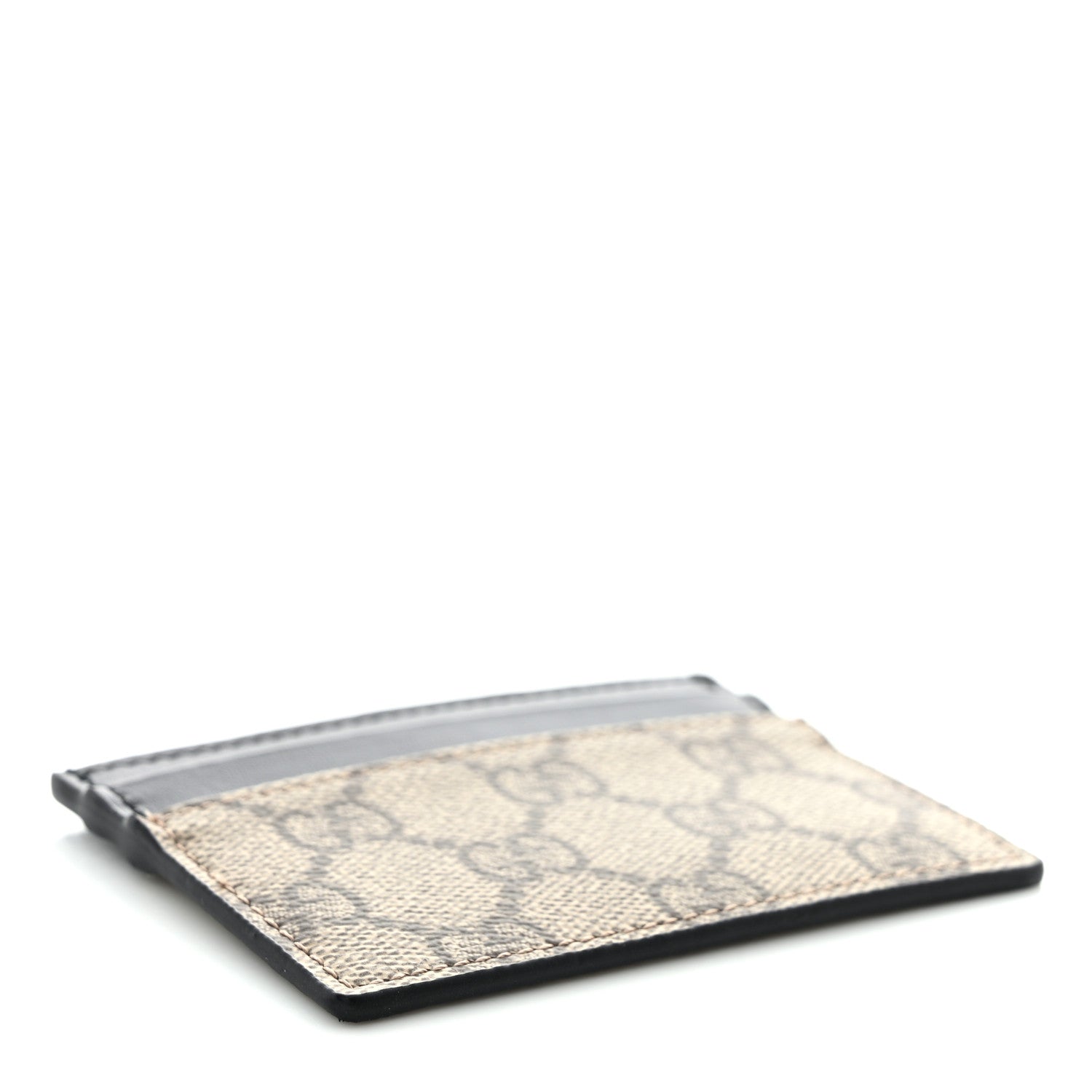 Gucci GG Supreme Monogram Calfskin Card Holder Beige Black 4 of 6
