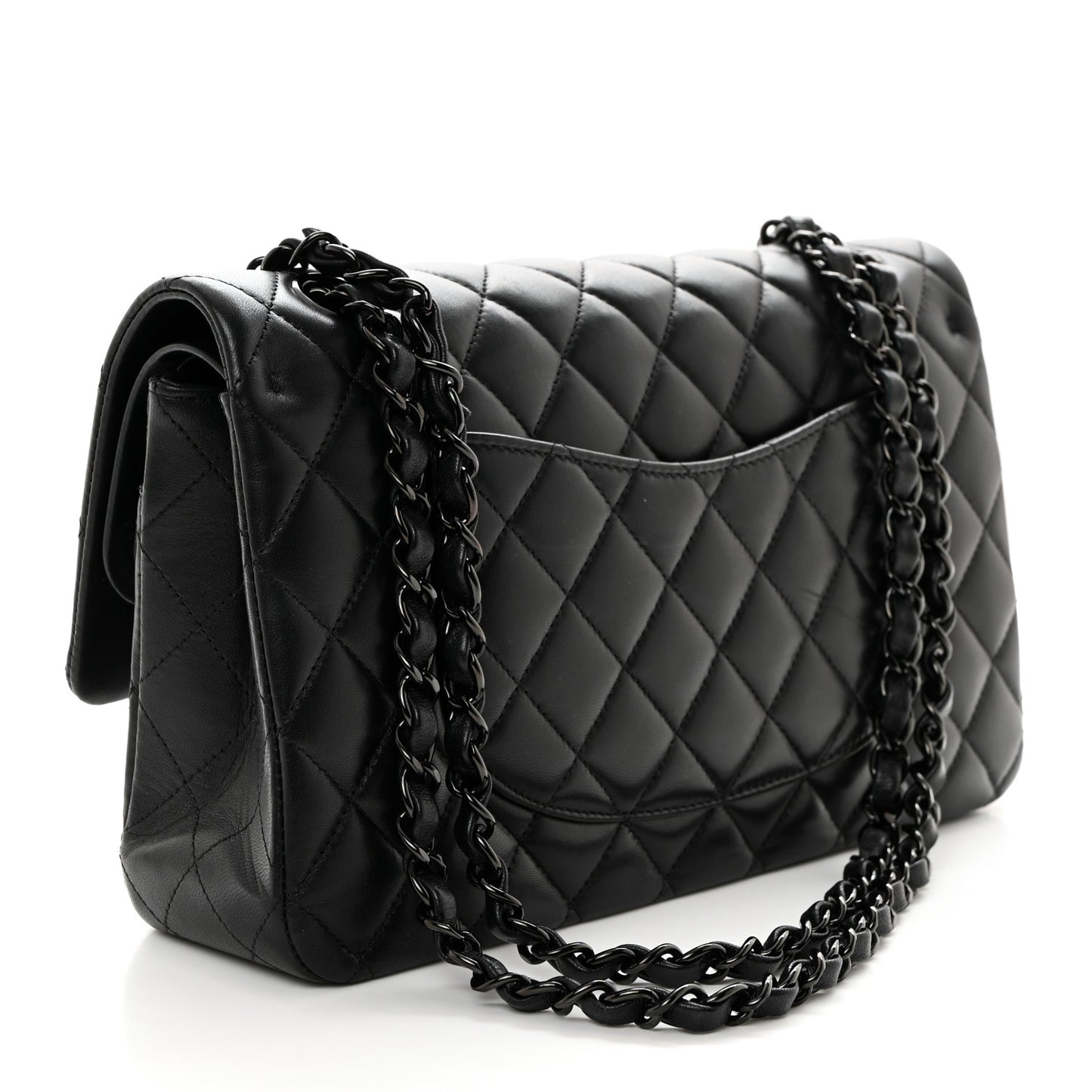 Lambskin Quilted Medium Double Flap So Black