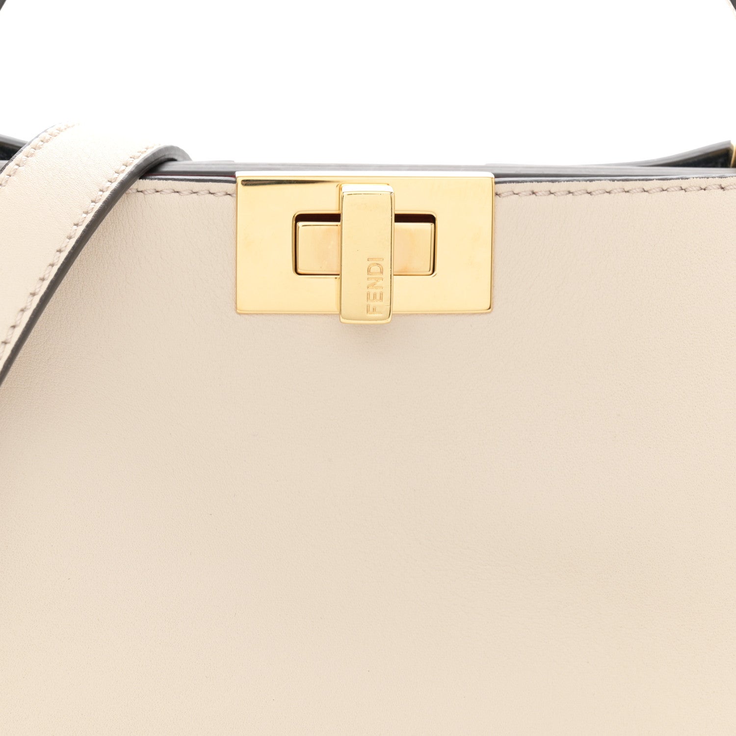 Fendi Vitello Tahiti Burro Bi-Color Medium Peekaboo Iconic Essentially Satchel Camelia Fragola Dark Blue 9 of 11