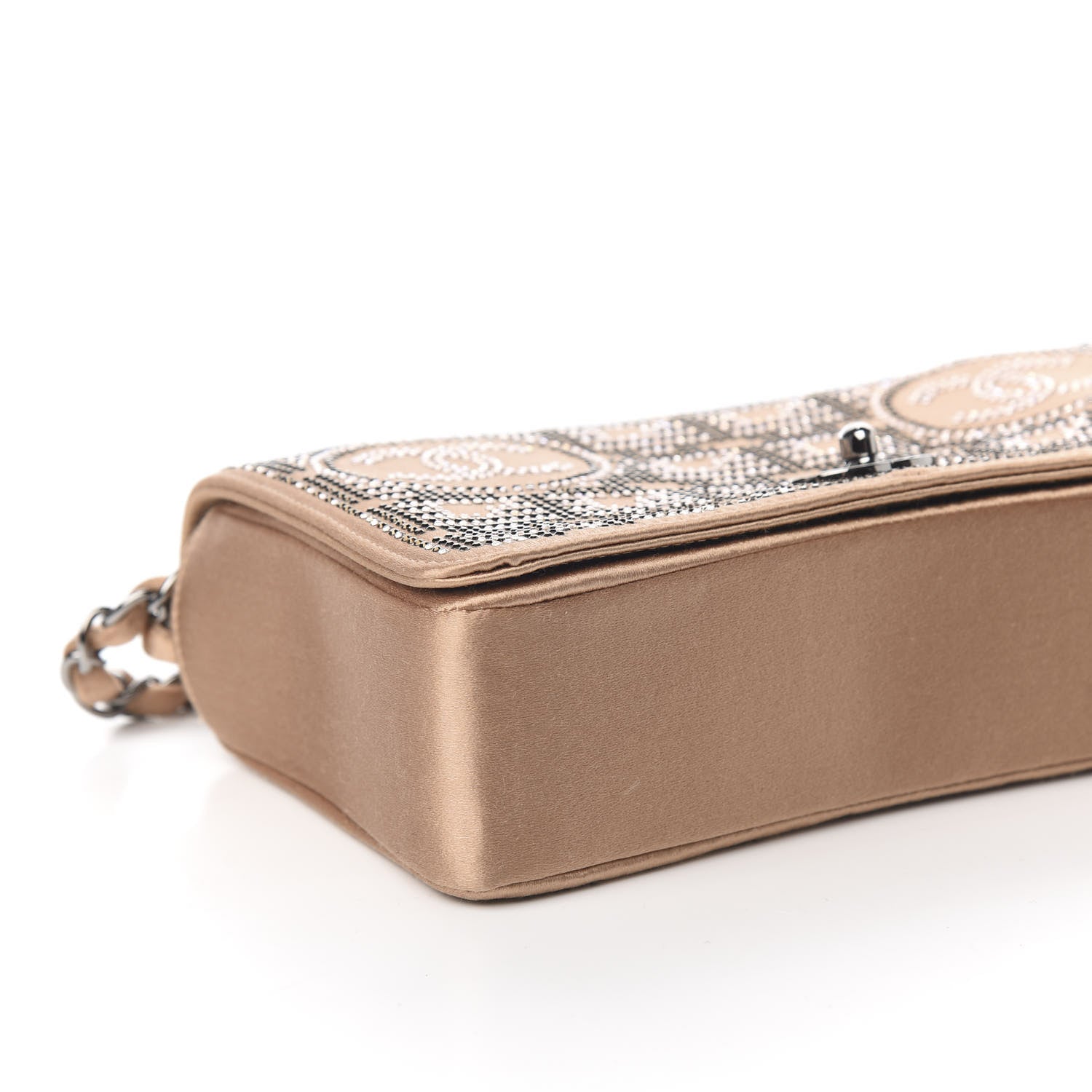 Chanel Satin Swarovski Crystal Flap Beige 7 of 9