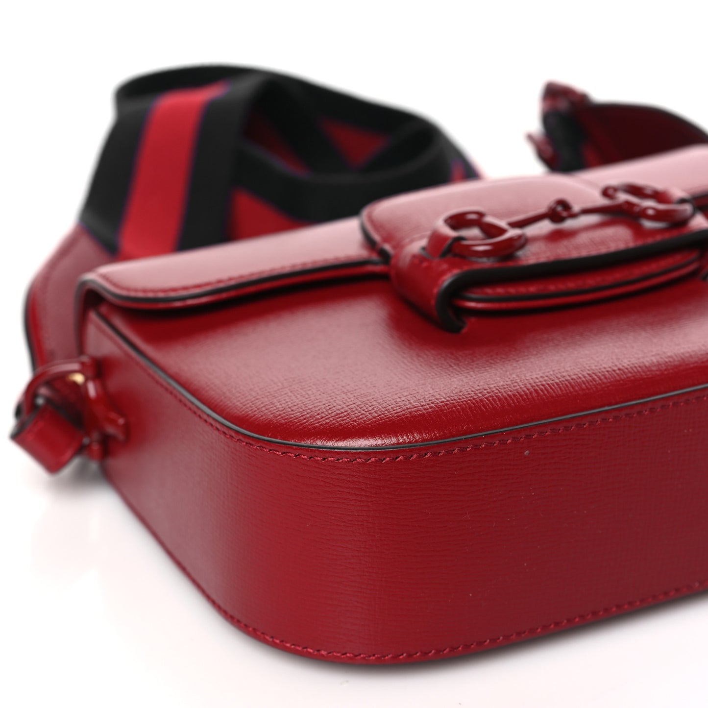 Azalea Calfskin Web Monochrome Horsebit 1955 Shoulder Bag New Cherry Red