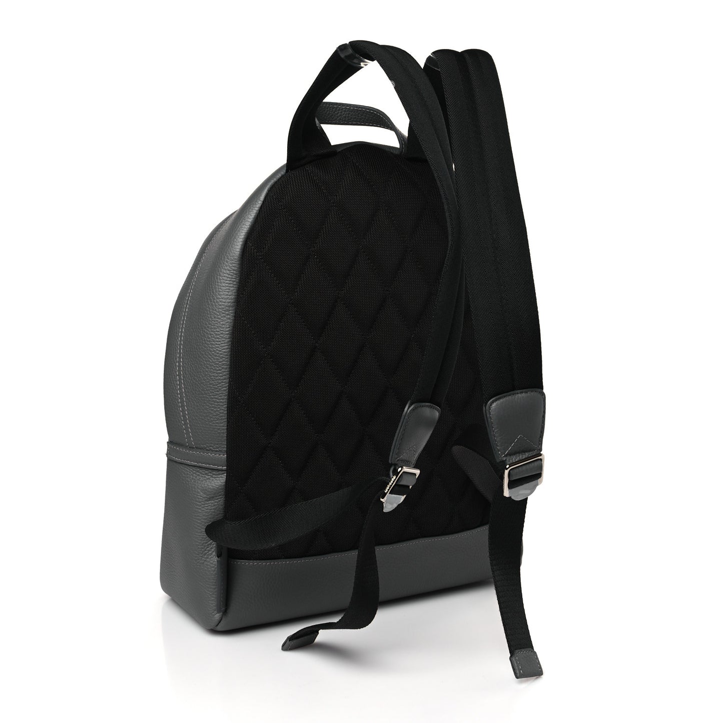 Calfskin Logo Embossed Backpack Charcoal Grey
