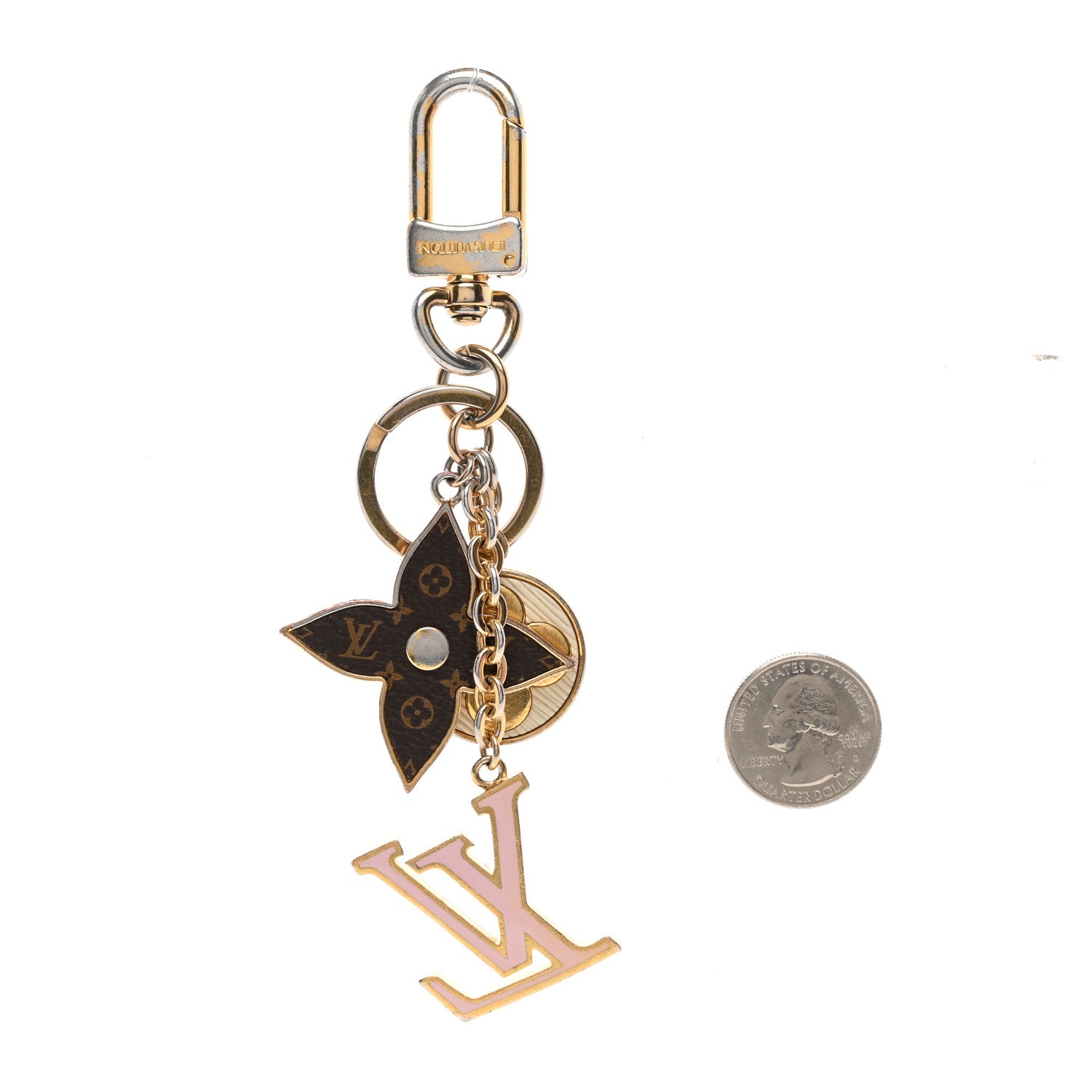 Louis Vuitton Metal Monogram Epi Spring Street Bag Charm Key Holder Gold 2 of 5