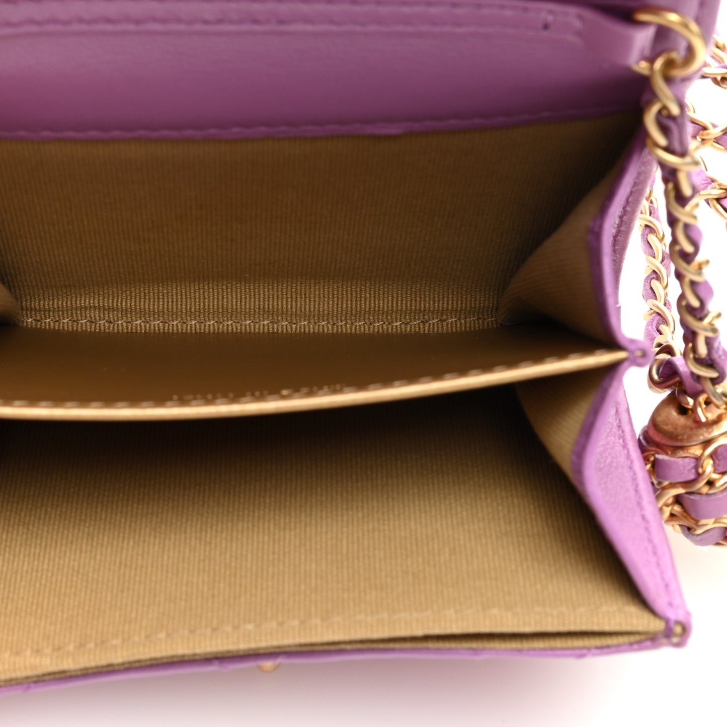 Lambskin Quilted Pearl Crush Clutch With Chain Purple