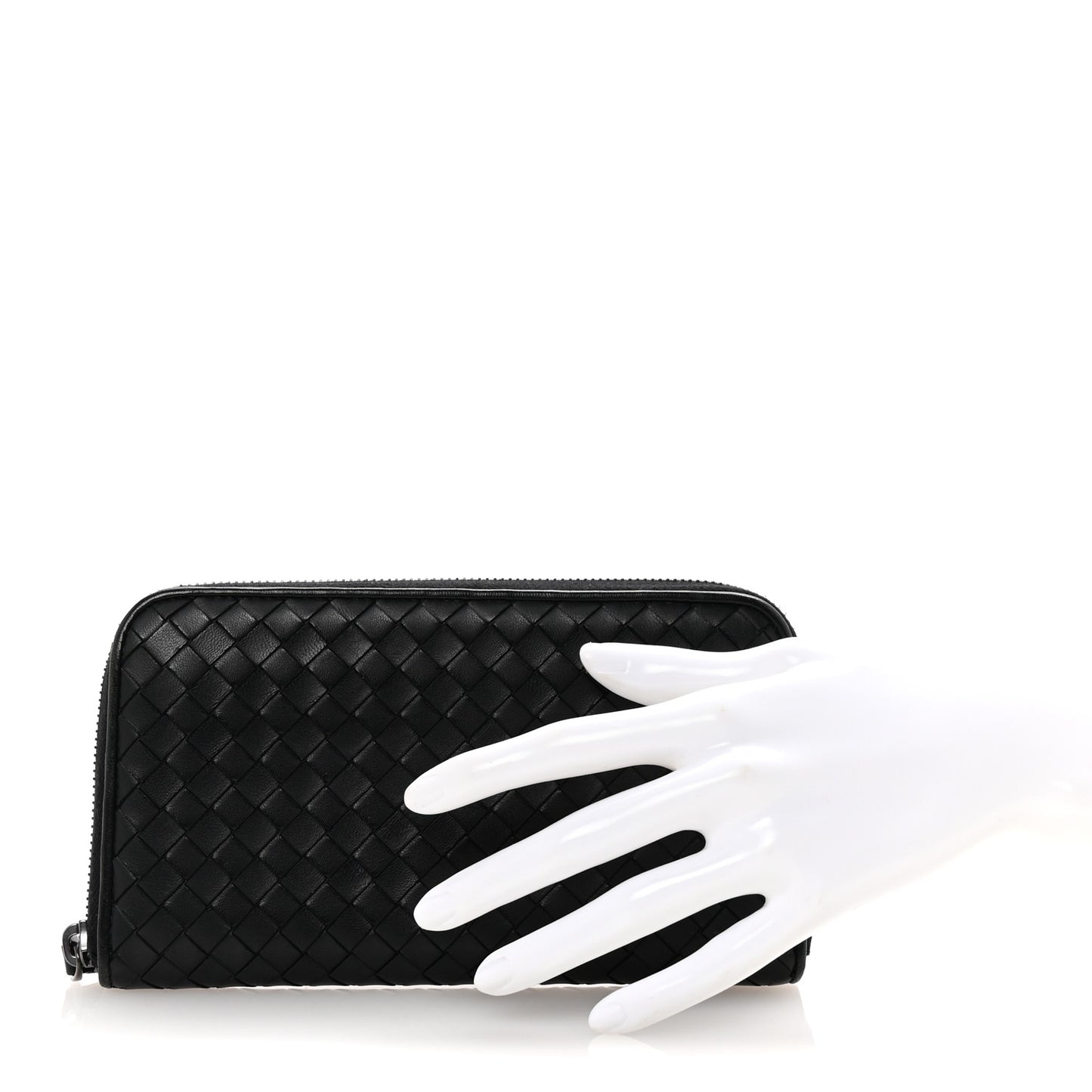 Nappa Intrecciato Zip Around Wallet Black