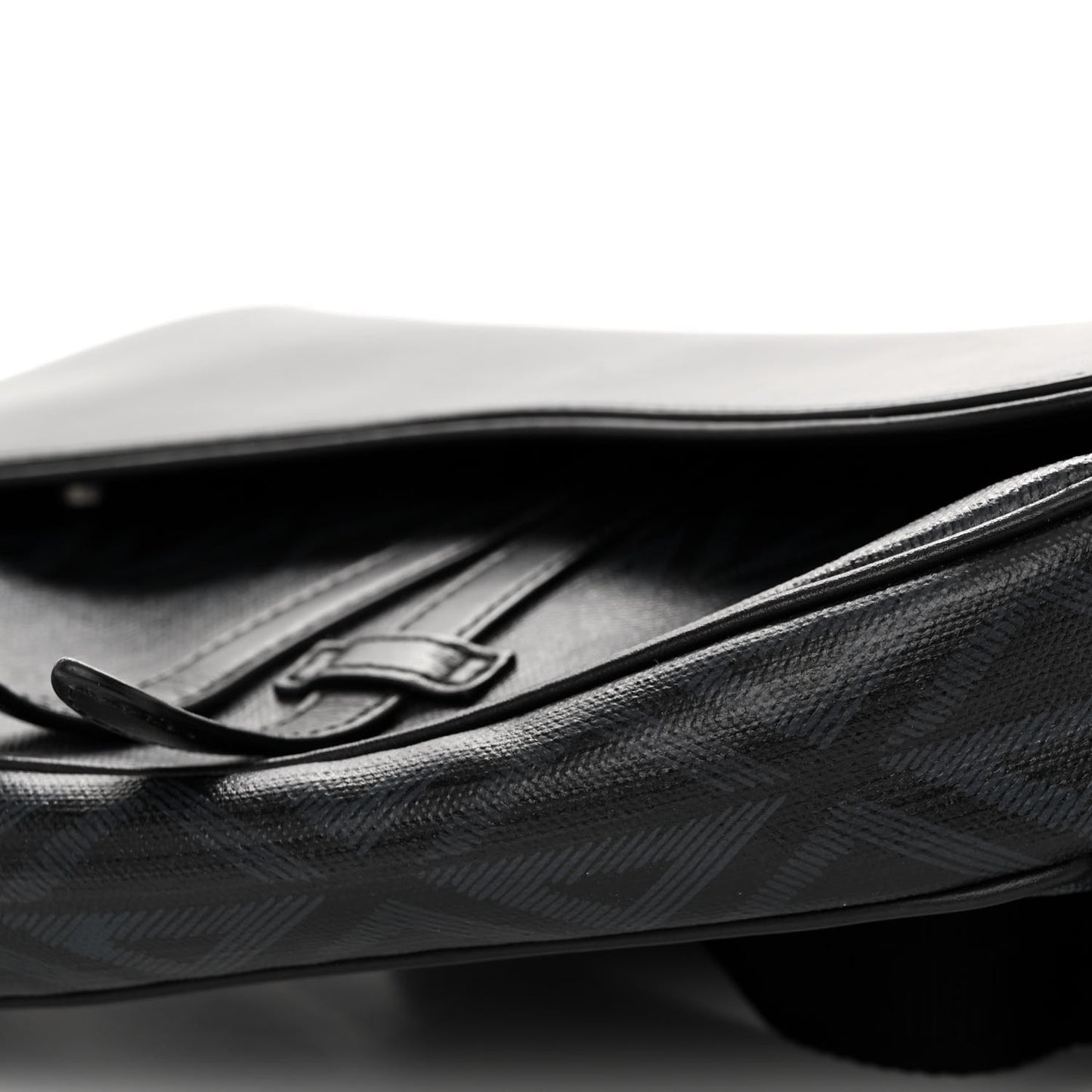 Coated Canvas CD Diamond Printed Mens Saddle Bag Black