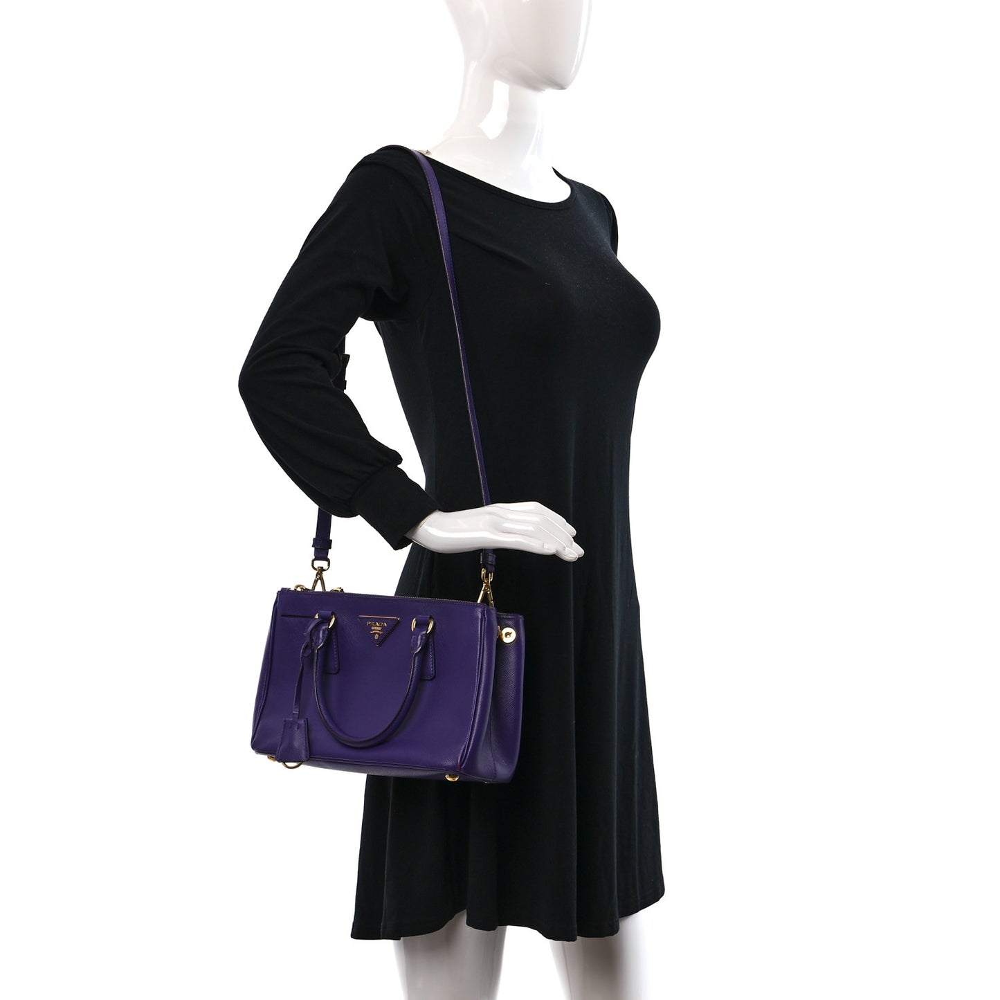 Saffiano Mini Galleria Double Zip Tote Viola