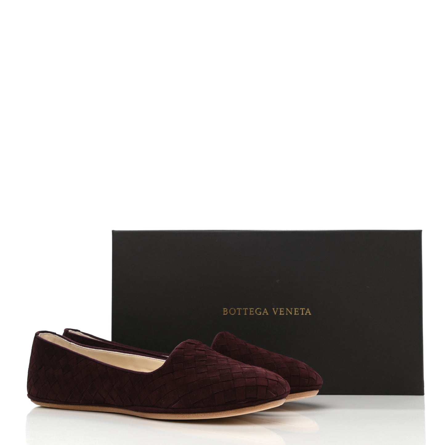 Suede Intrecciato Flats 39 Maroon