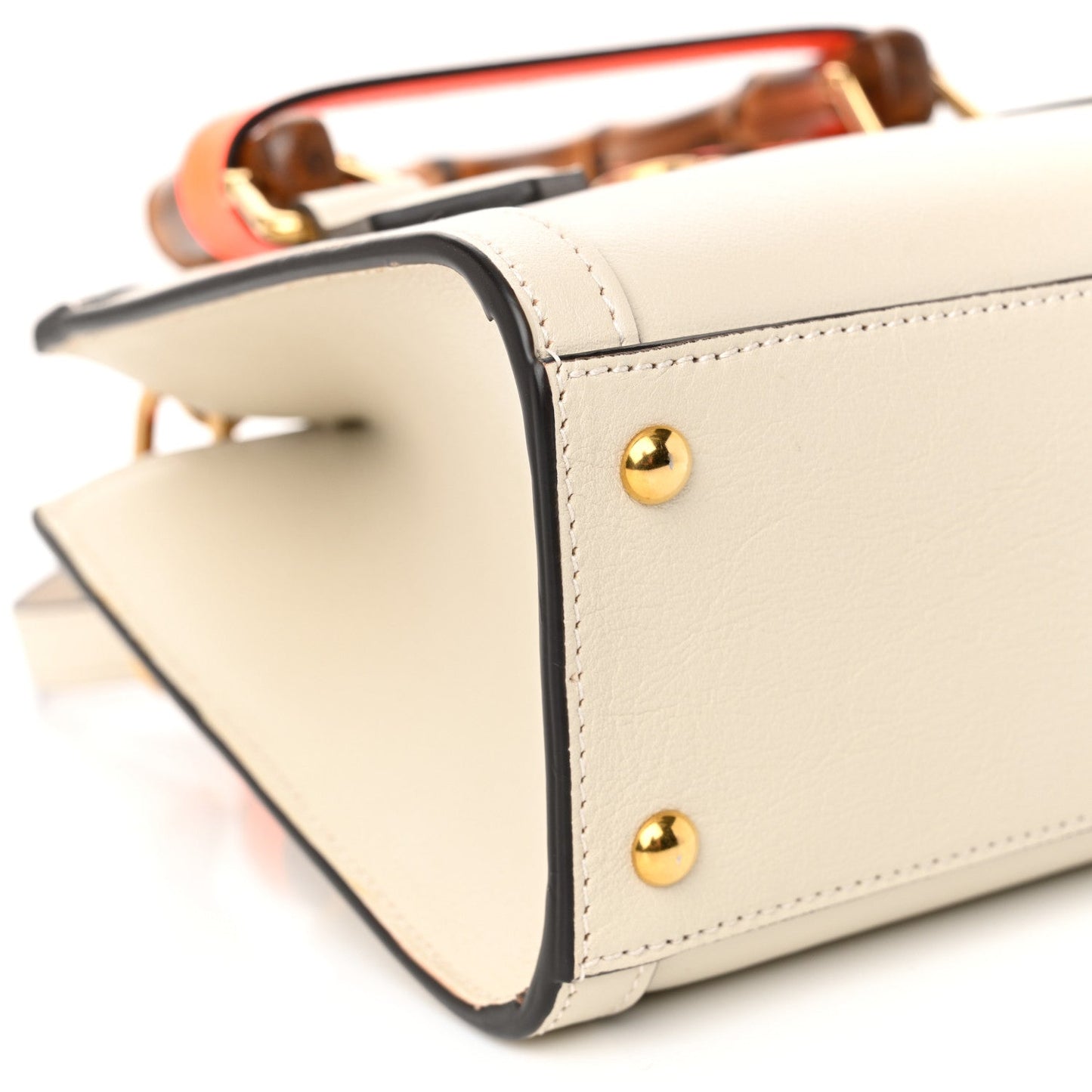 Wonka Grain Calfskin Mini Diana Tote Bag Mystic White Orange Fluo