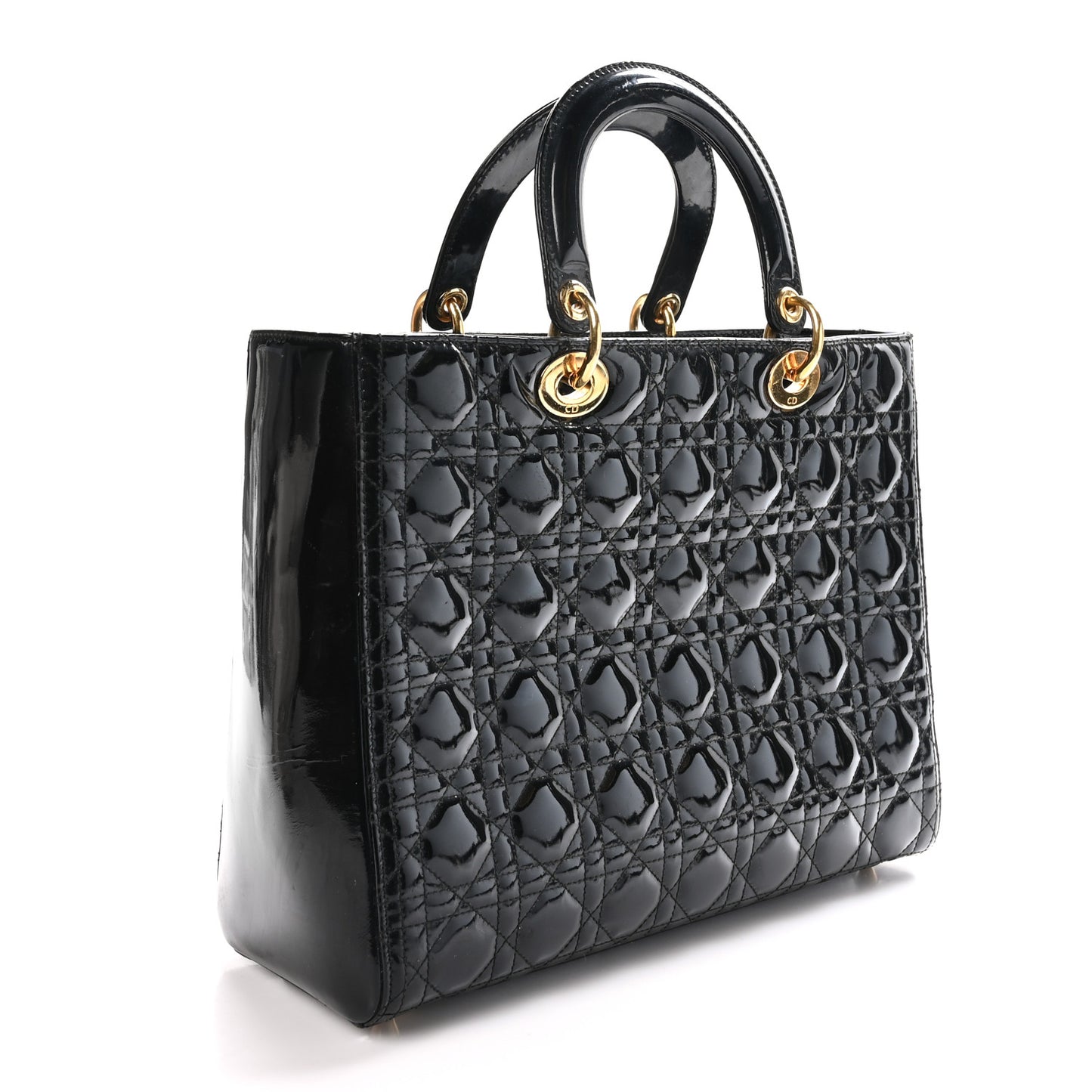 Patent Cannage Large Lady Dior Black
