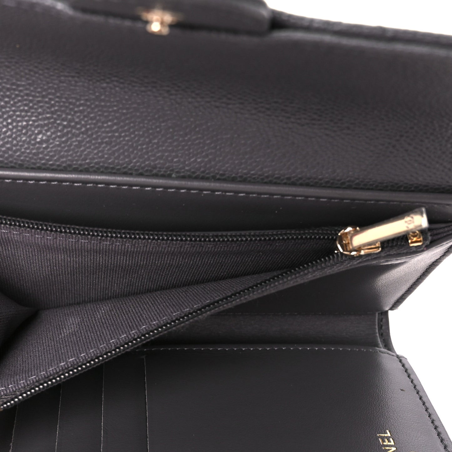 Caviar Quilted Medium Flap Wallet Grey