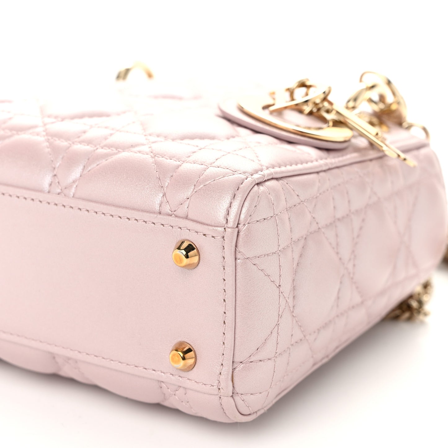 Metallic Lambskin Cannage Mini Lady Dior Lotus