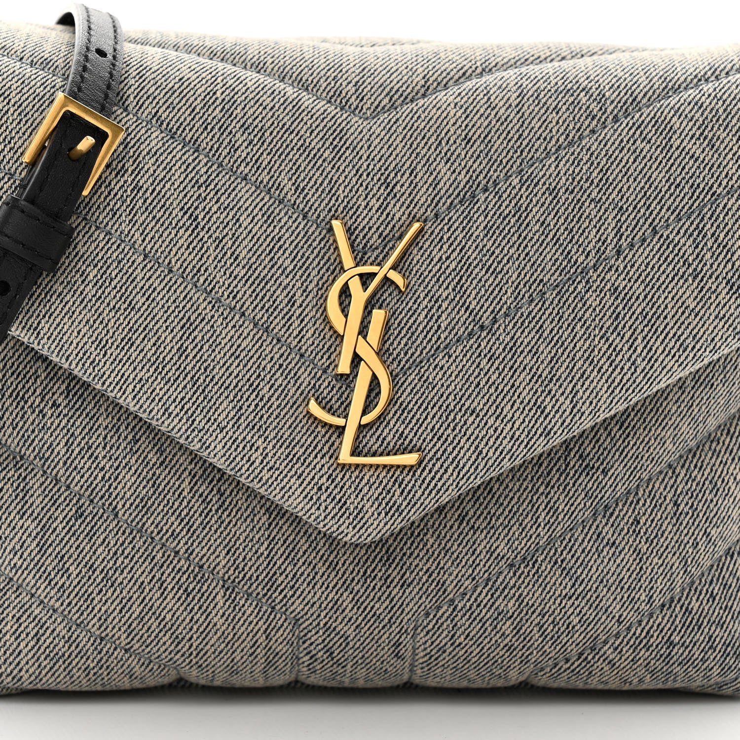Saint Laurent Denim Y Quilted Monogram Toy Loulou Crossbody Bag Grey 8 of 11