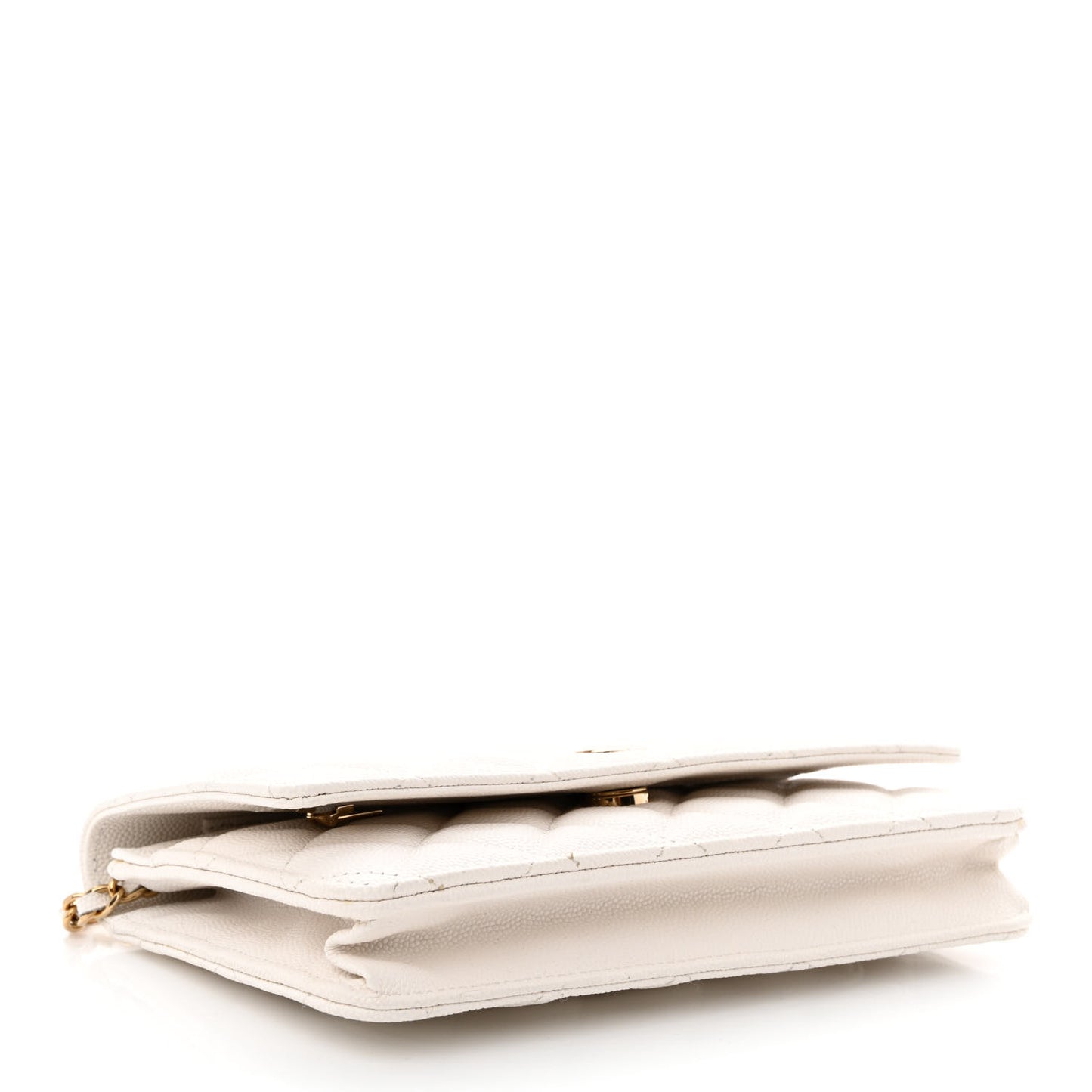 Caviar Quilted Wallet On Chain WOC White