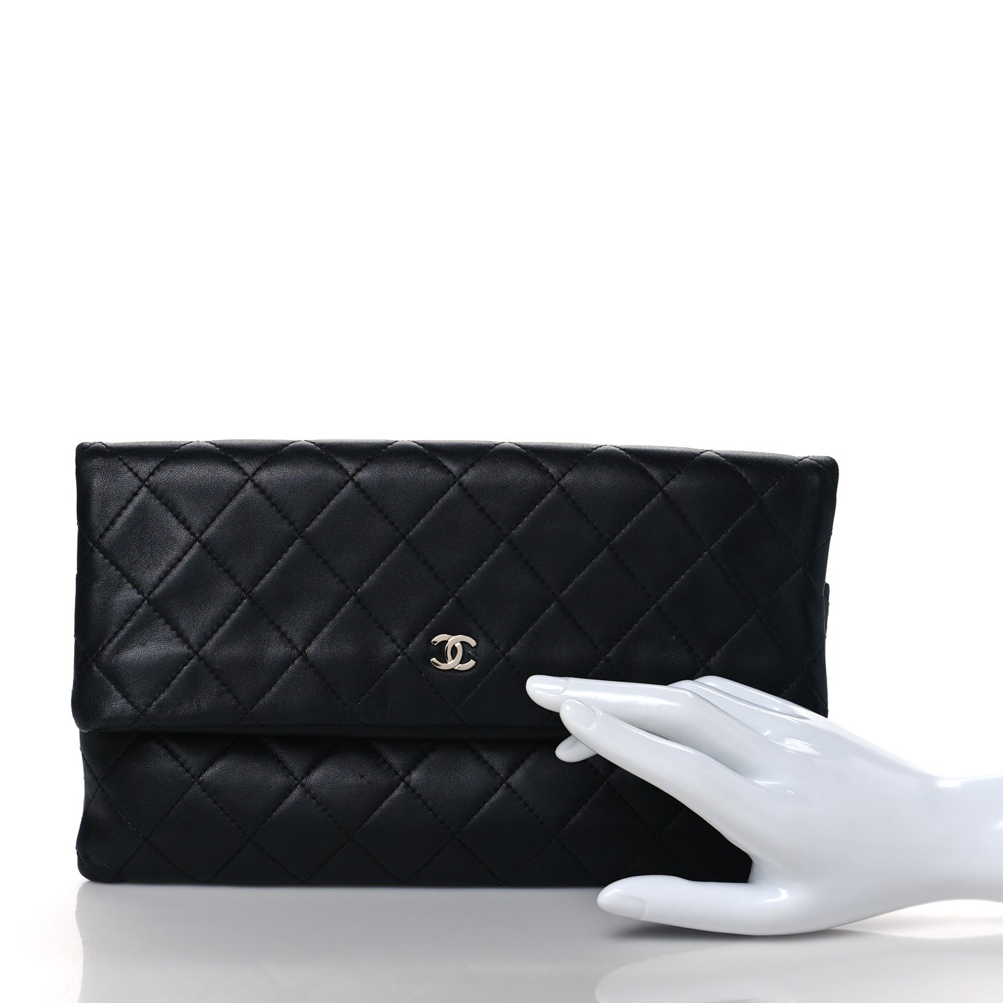 Lambskin Quilted CC Beauty Clutch Black