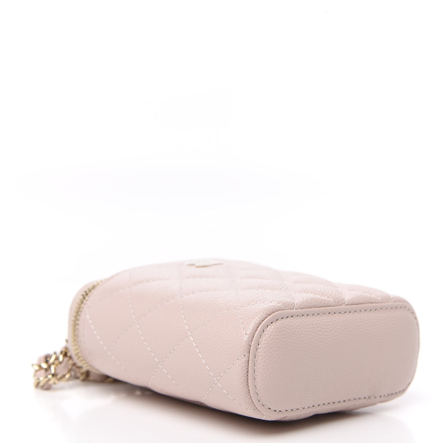 Caviar Quilted Small Vertical Coco Beauty Vanity Case With Chain Light Pink