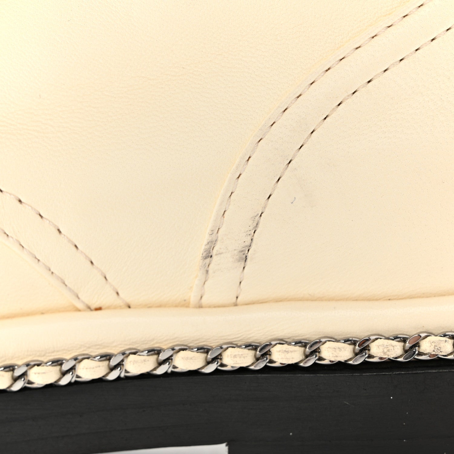 Chanel Lambskin Pearl Chain CC Combat Boots 38 Ivory Black 10 of 11