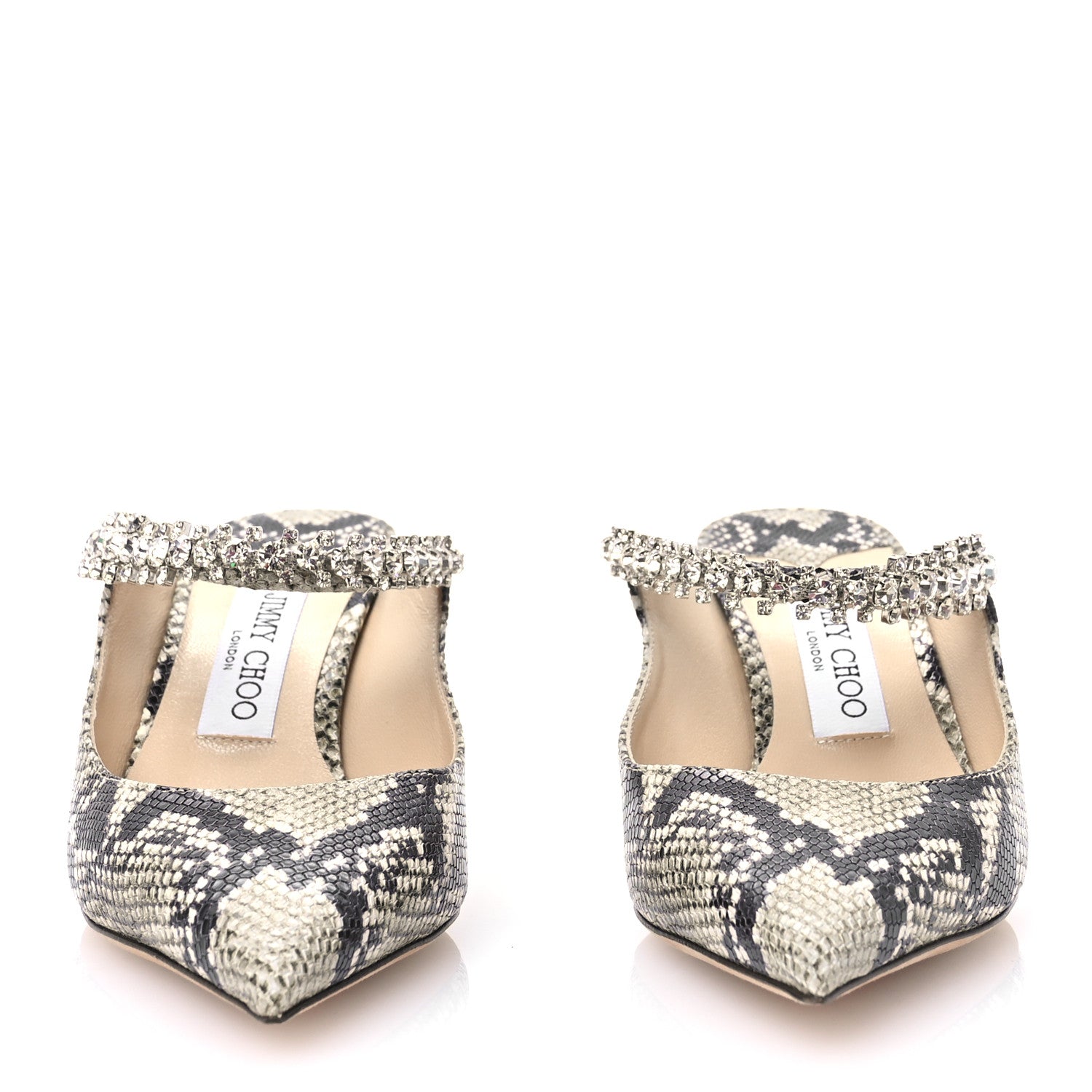 Jimmy Choo Snakeskin Embossed Crystal Bing 65 Pumps 38.5 Beige 2 of 7