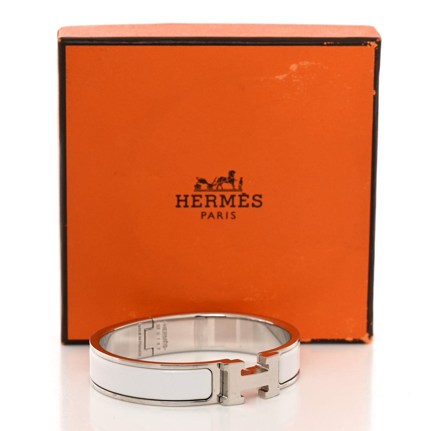 Enamel Narrow Clic Clac H Bracelet PM White