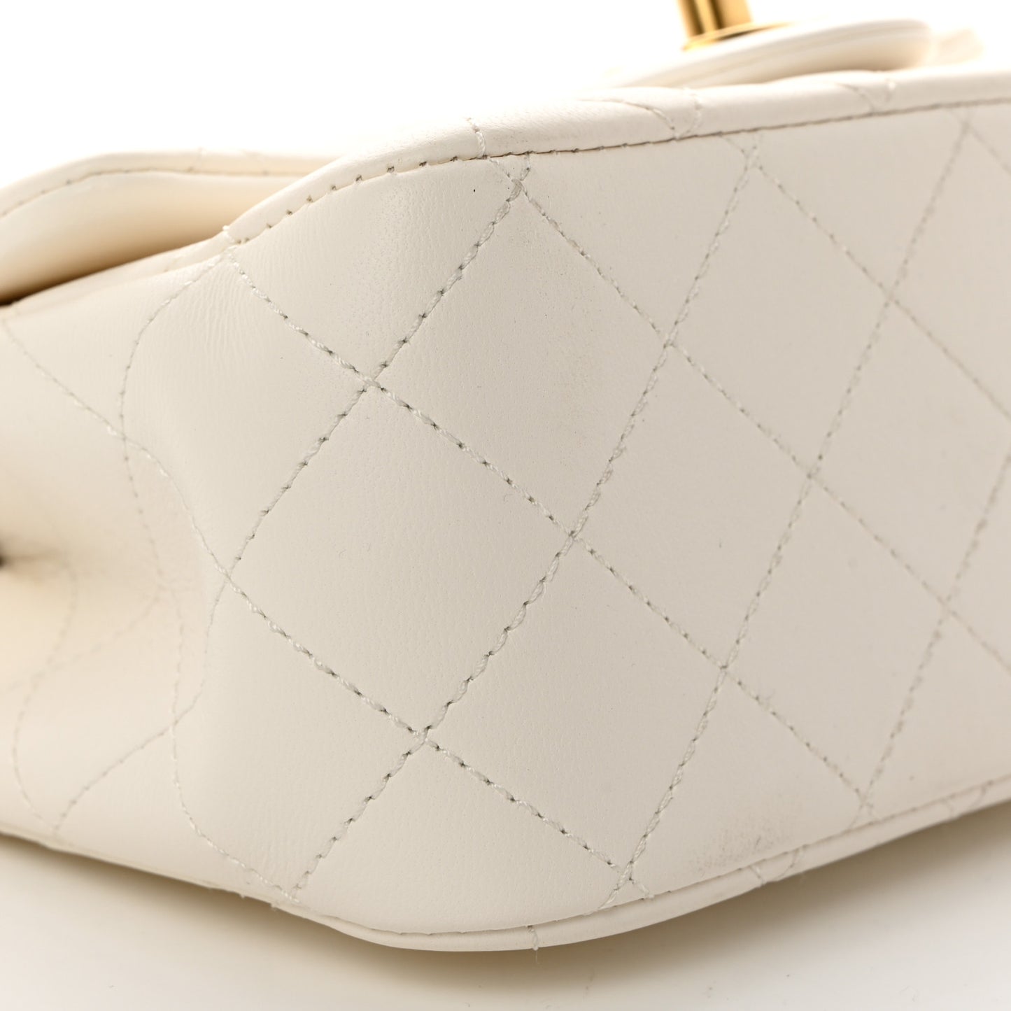 Lambskin Quilted Mini Pearl Crush Flap White
