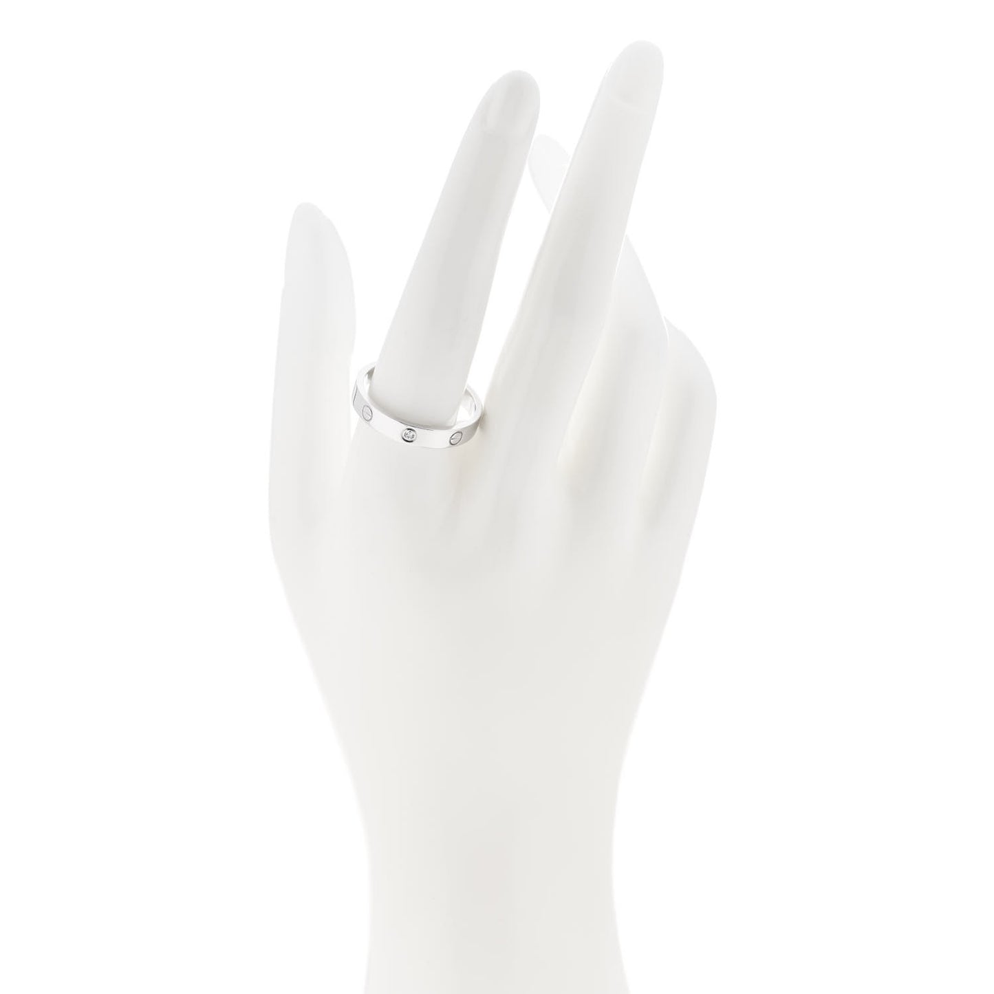 18K White Gold Diamond 4mm LOVE Wedding Band Ring 63 10.25