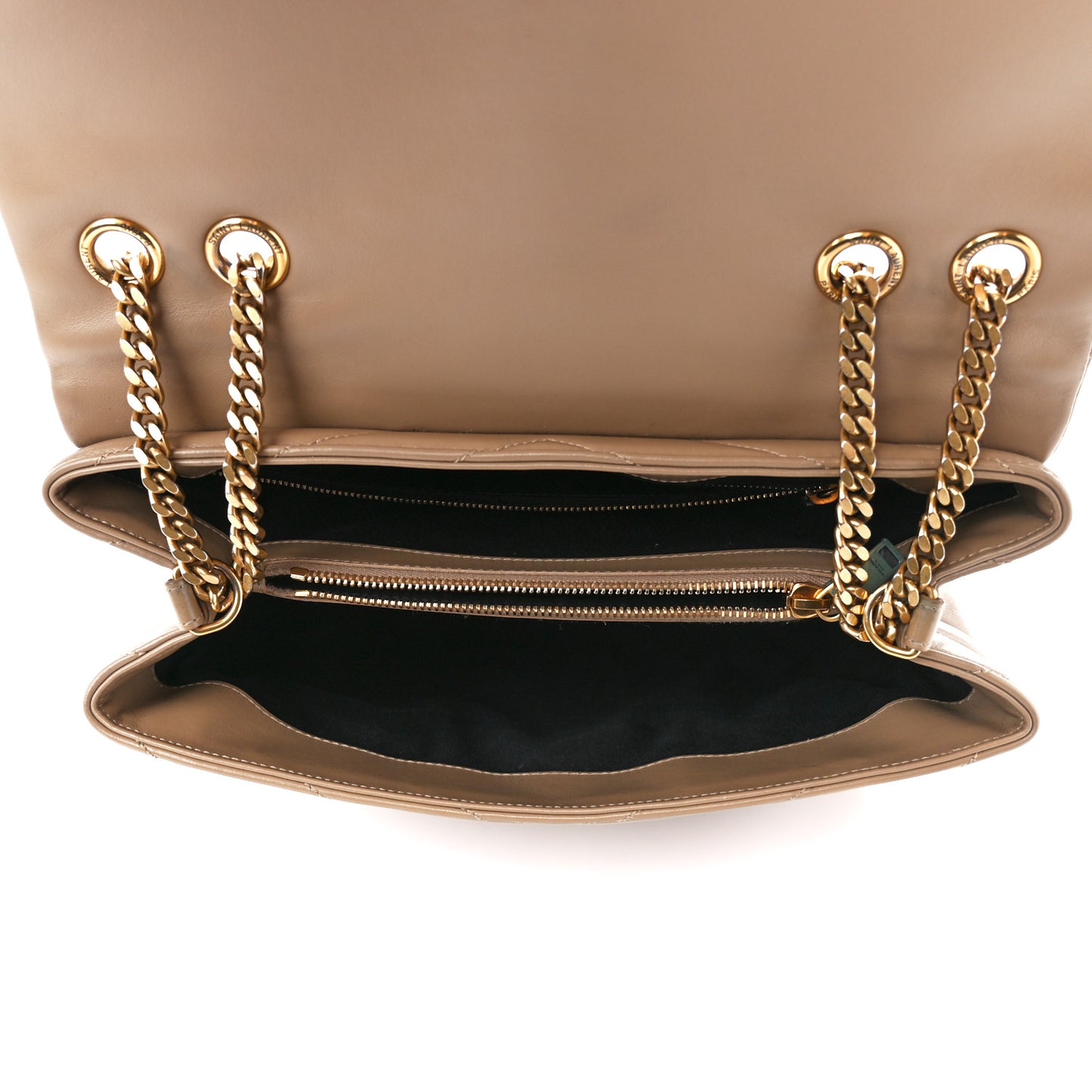 Calfskin Y Quilted Monogram Medium Loulou Chain Satchel Dark Latte