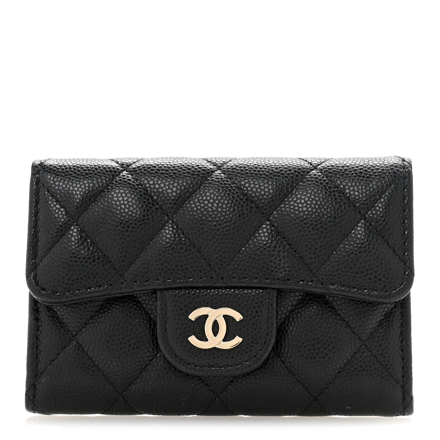 Chanel Caviar Quilted Flap Card Holder Wallet Black 1 of 9