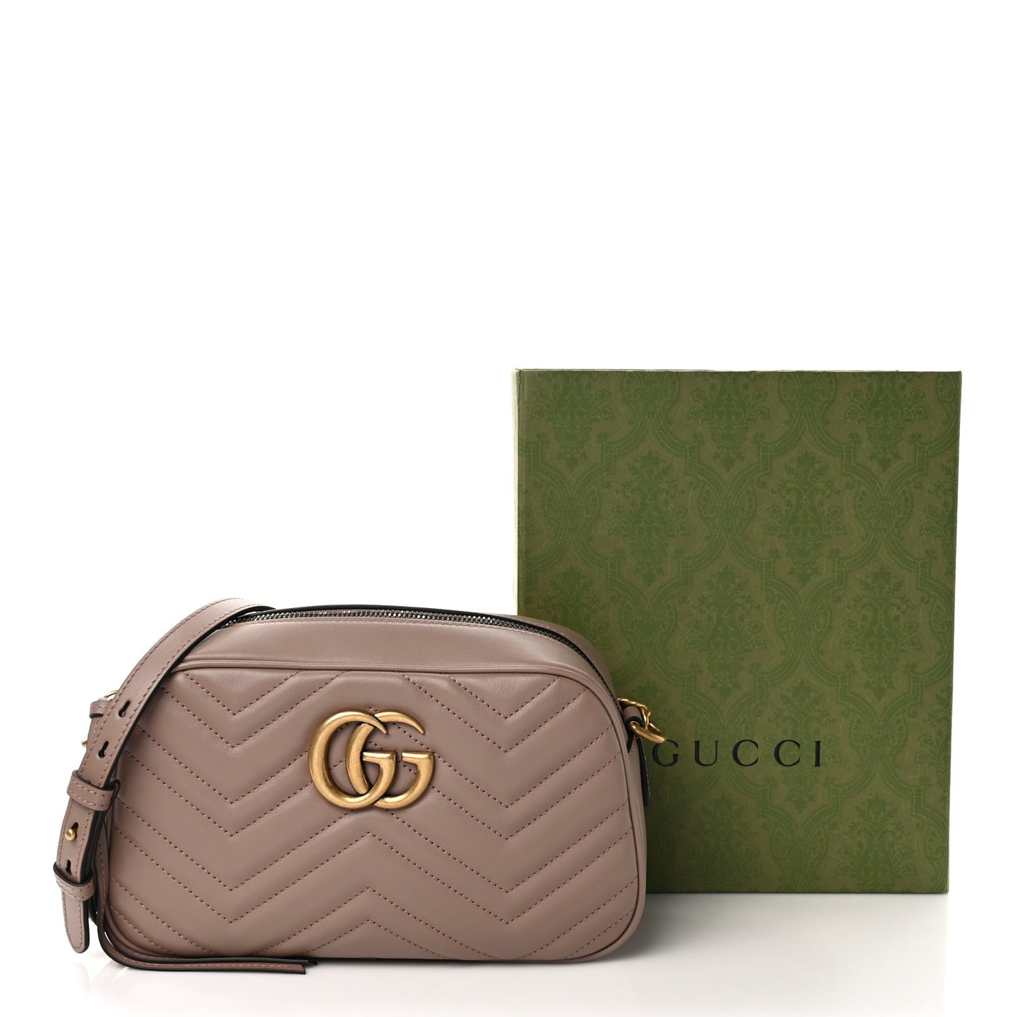 Calfskin Matelasse Small GG Marmont Chain Shoulder Bag Porcelain Rose