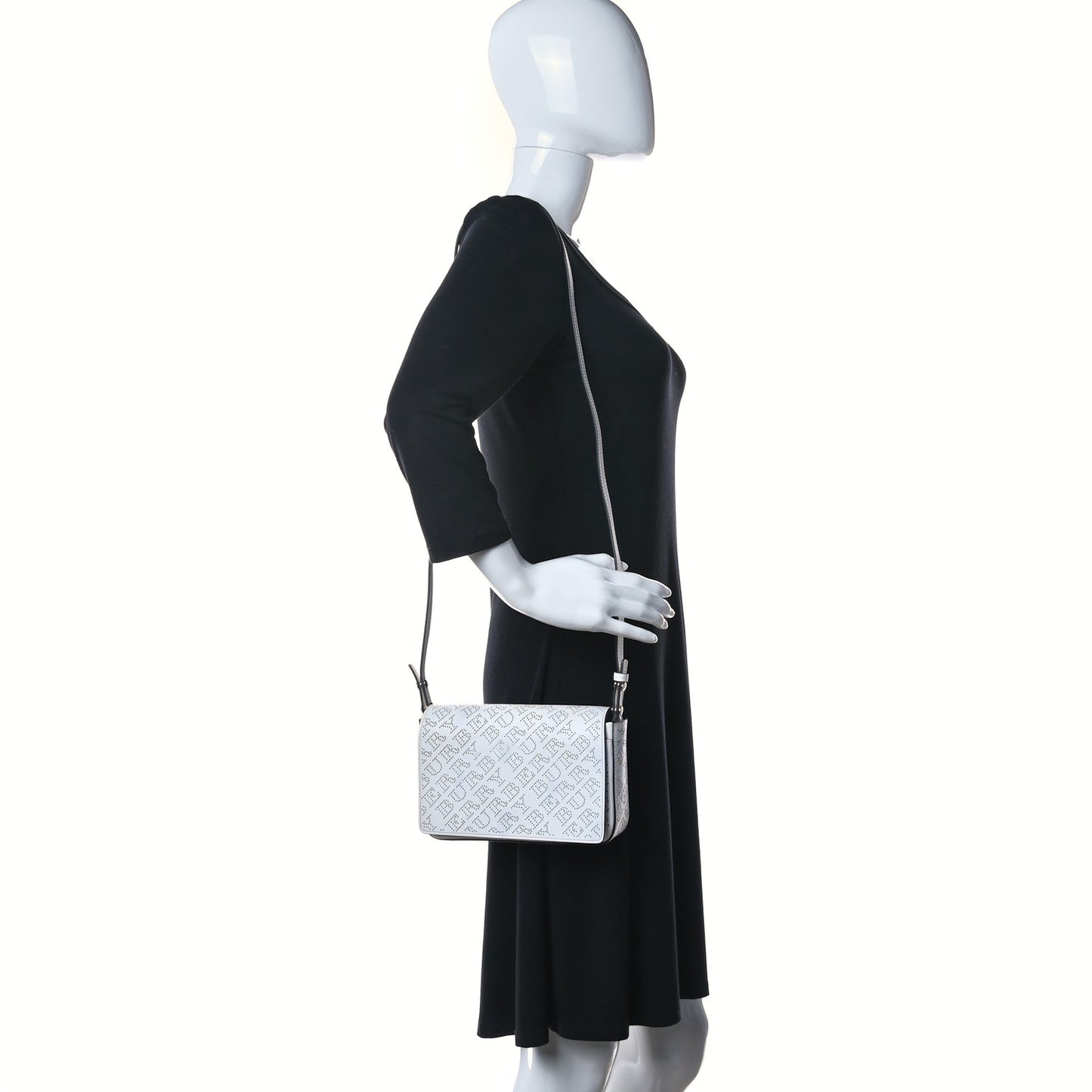 Calfskin Perforated Hampshire Crossbody Chalk White