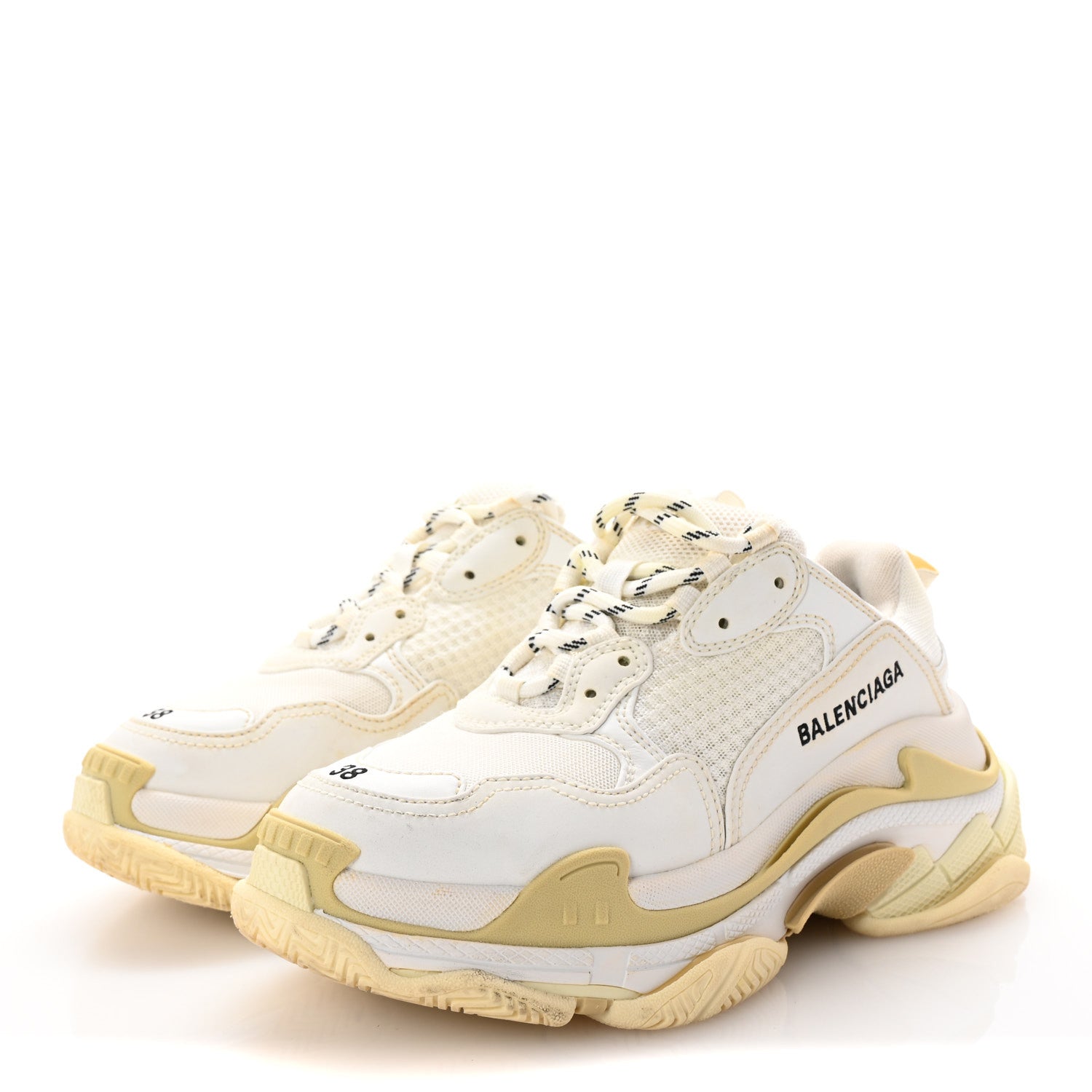 Balenciaga Fabric Mesh Womens Triple S Sneakers 38 White 4 of 10