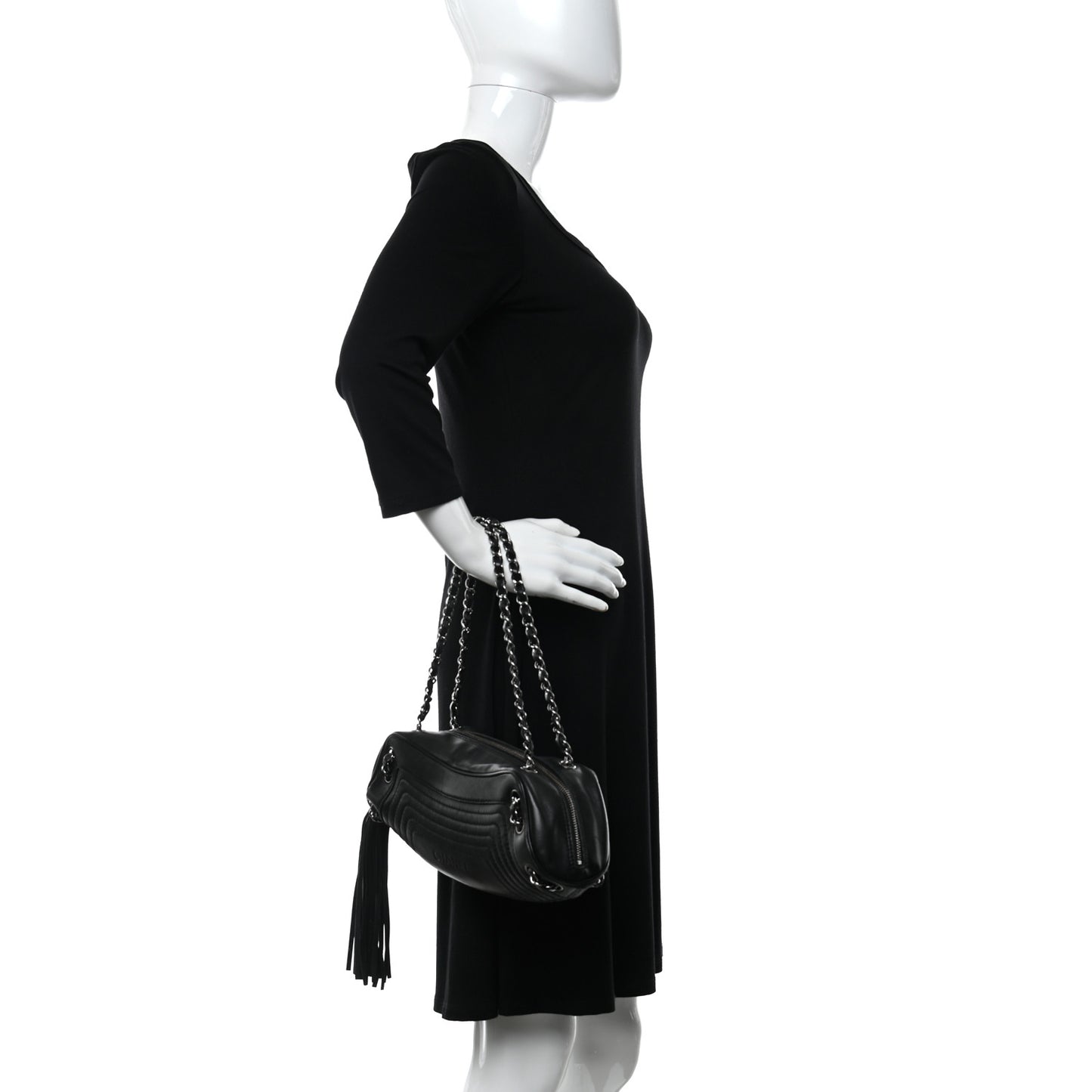 Lambskin Small Tassel Shoulder Bag Black