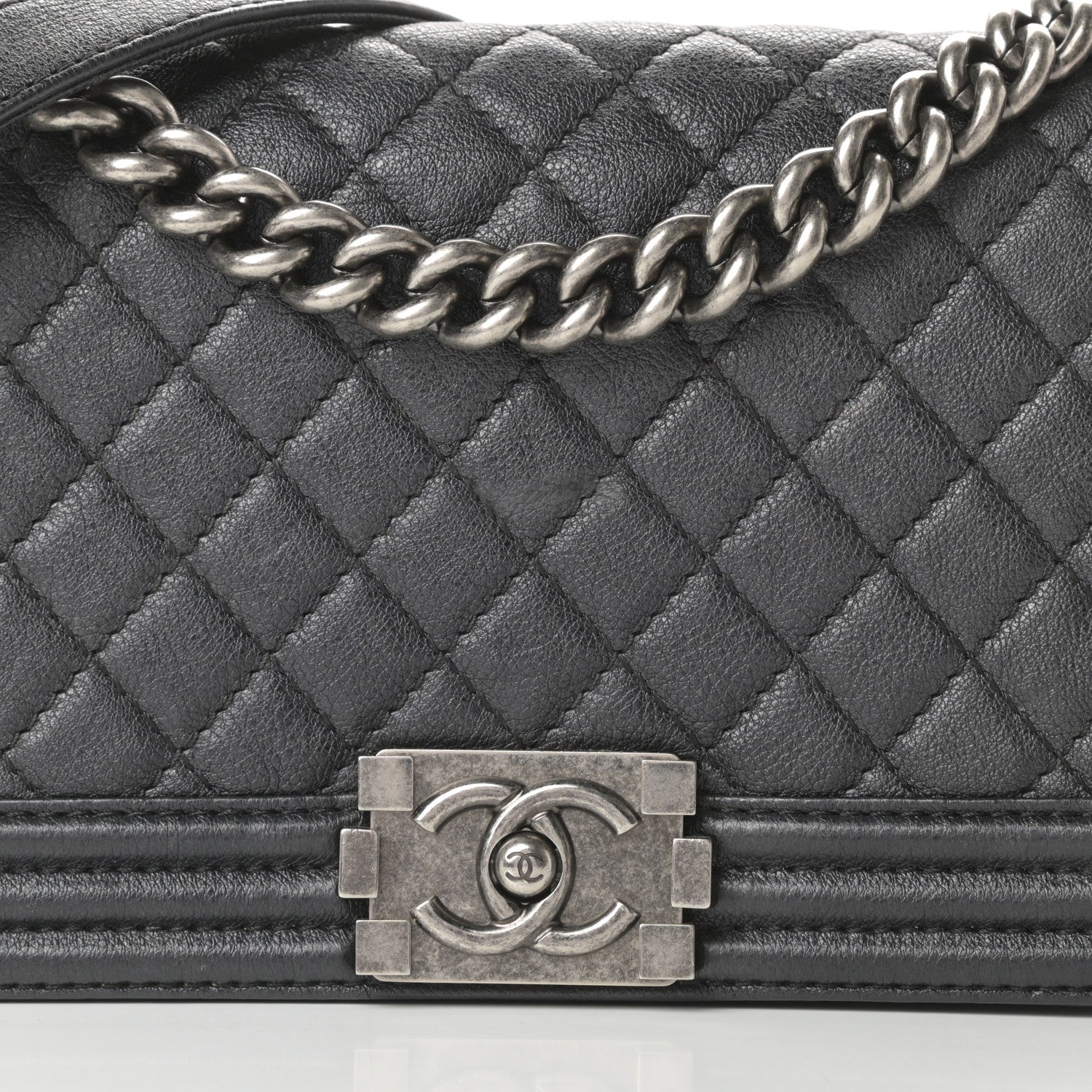 Chanel Metallic Calfskin Quilted Medium Boy Flap Black 8 of 15