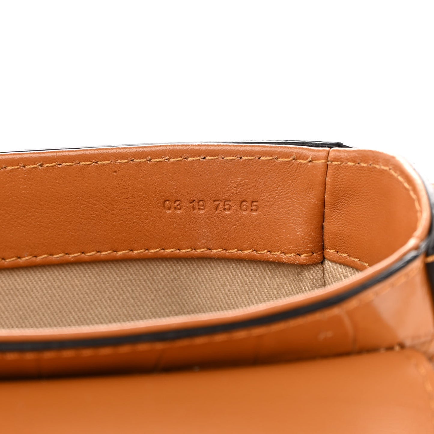 Calfskin Crocodile Embossed Mini C Double Carry Autumnal Brown