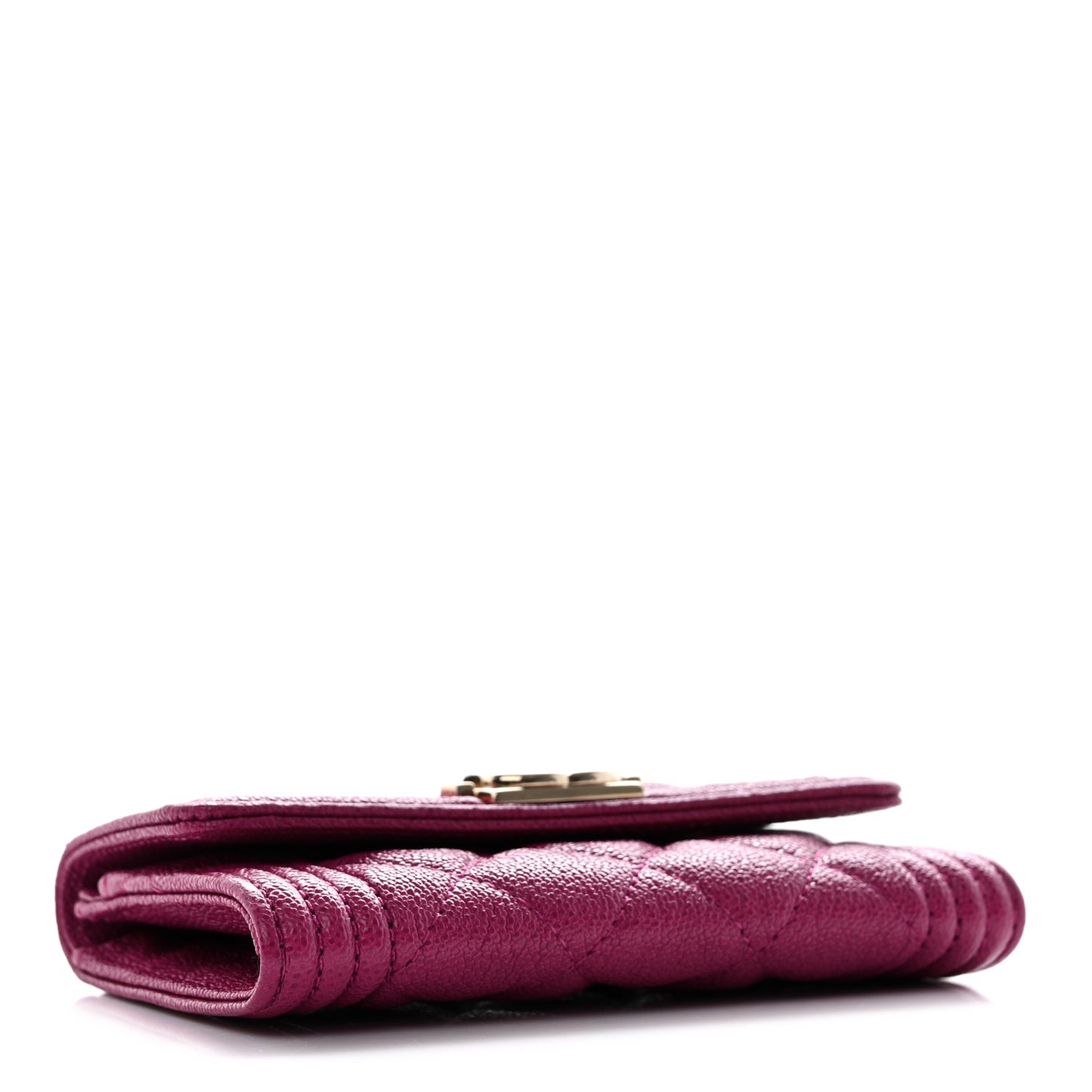 Caviar Quilted Boy Card Holder Wallet Fuchsia