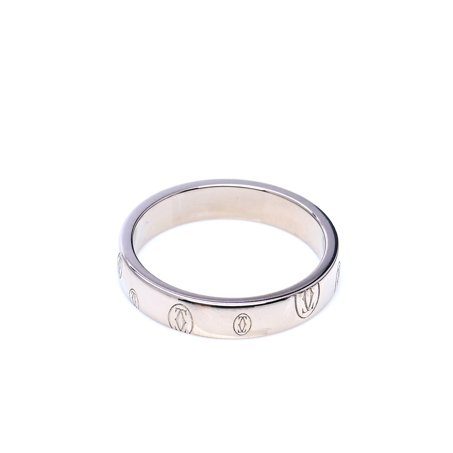 18K White Gold 4mm Happy Birthday Band Ring 56 7.5