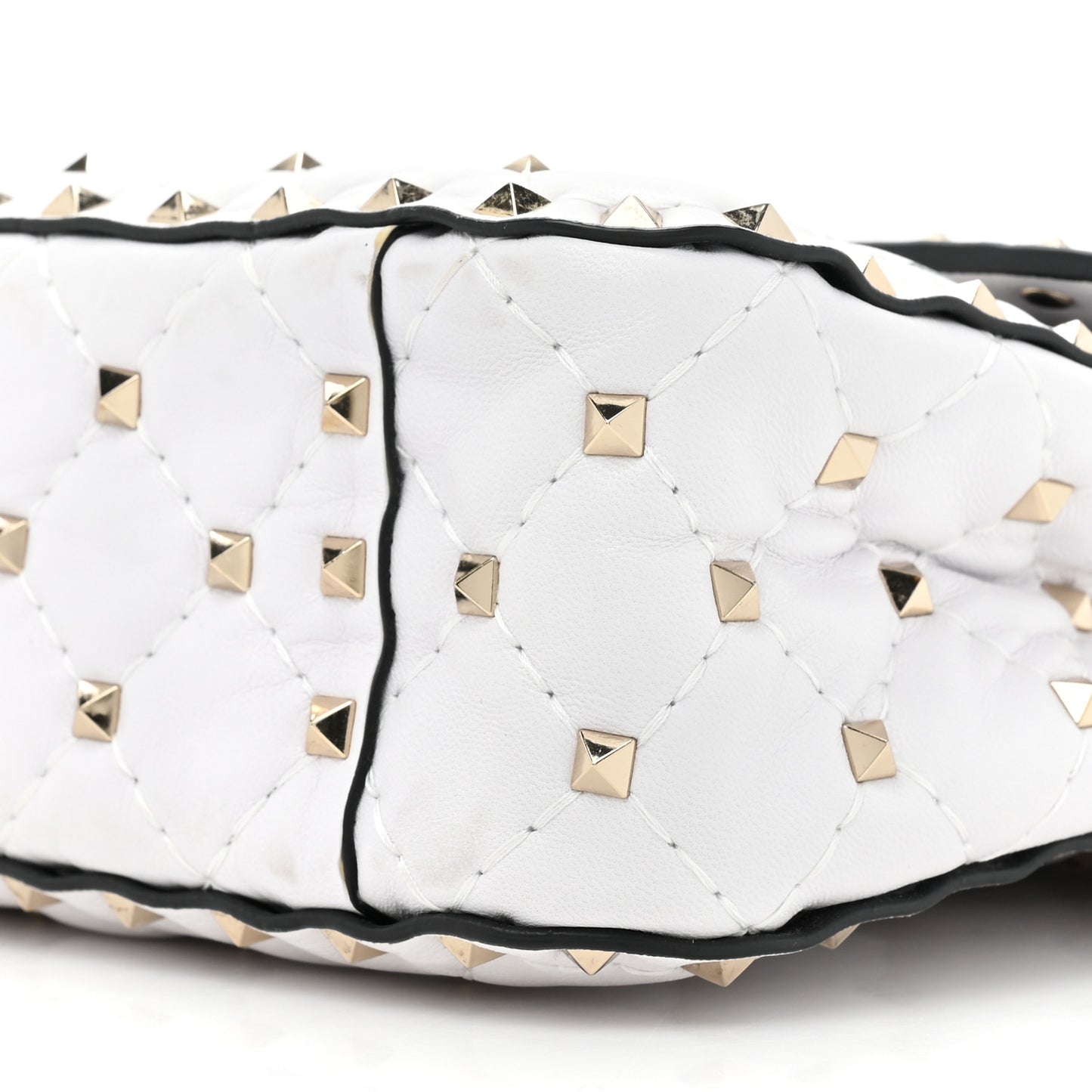 Lambskin VLTN Print Medium Rockstud Spike Shoulder Bag Optic White Black