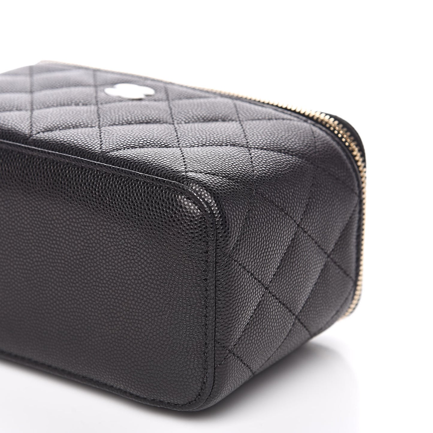 Caviar Quilted Small Vanity Case With Chain Black