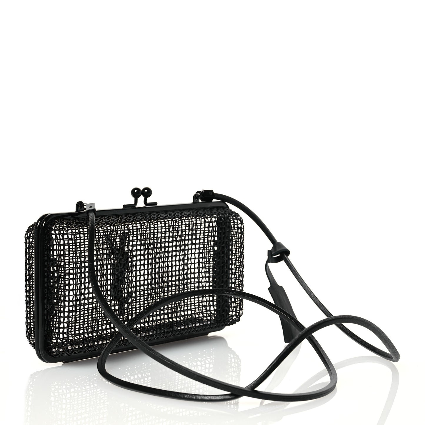 Brass Lambskin Monogram Cassandre Cage Bag Black